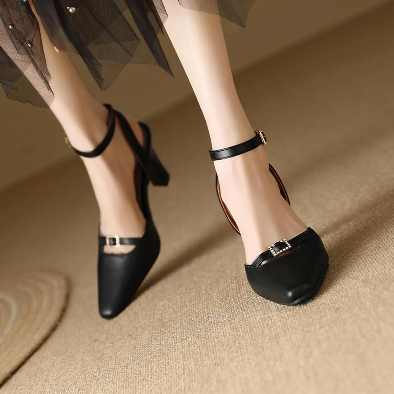 Women Closed Toe Office Sandals Slingback Heels