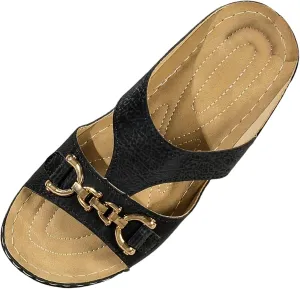 Women Flat Sandals Casual Low Heel Open Toe Wedges Summer Lightweight Comfortable Orthopedic Wide Width Walking Shoes
