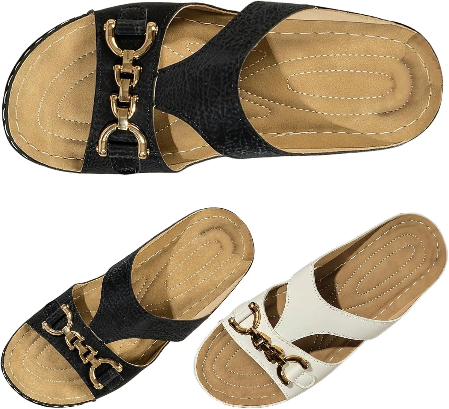 Women Flat Sandals Casual Low Heel Open Toe Wedges Summer Lightweight Comfortable Orthopedic Wide Width Walking Shoes