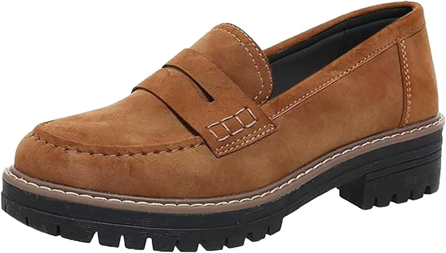 Women Loafers Shoes Comfortable Dress Shoes Platform Leather Shoes Chunky Penny Loafers Wide Oxford Loafers Work Shoe