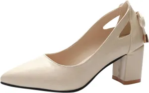 Women Pointed Toe High Heels Shoes Comfort Chunky Heel Shallow Single Shoe Dressy Casual Business Office Single-Shoes