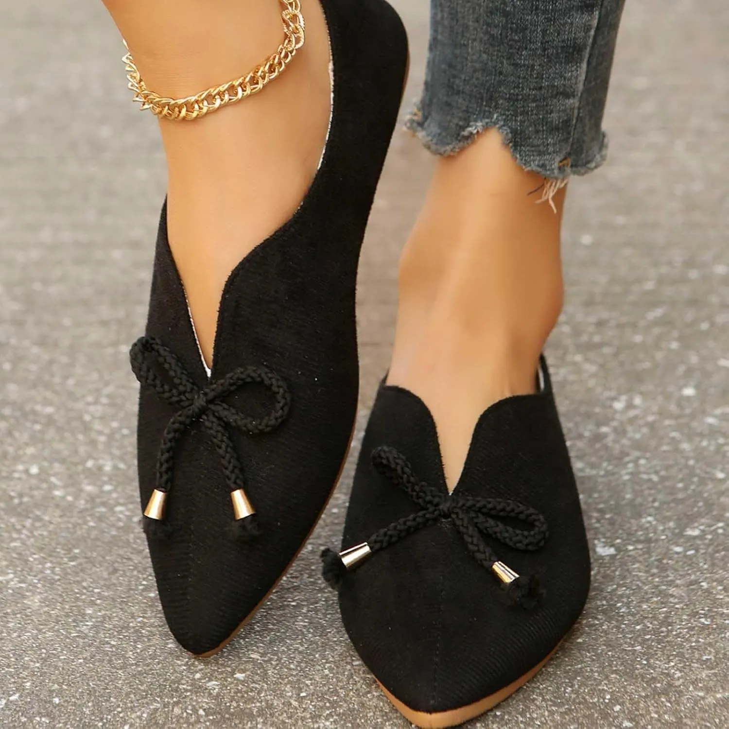 Women Pointed Toe Slip on Single Shoes Dressy Casual Office Dress Shoe Spring Summer Flats 2025 New Slip-Shoes