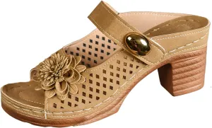 Women Sandals Comfortable Walking Fashionable Thick Heel Sandals For Women Thick Heel Fish Mouth One Word Flower