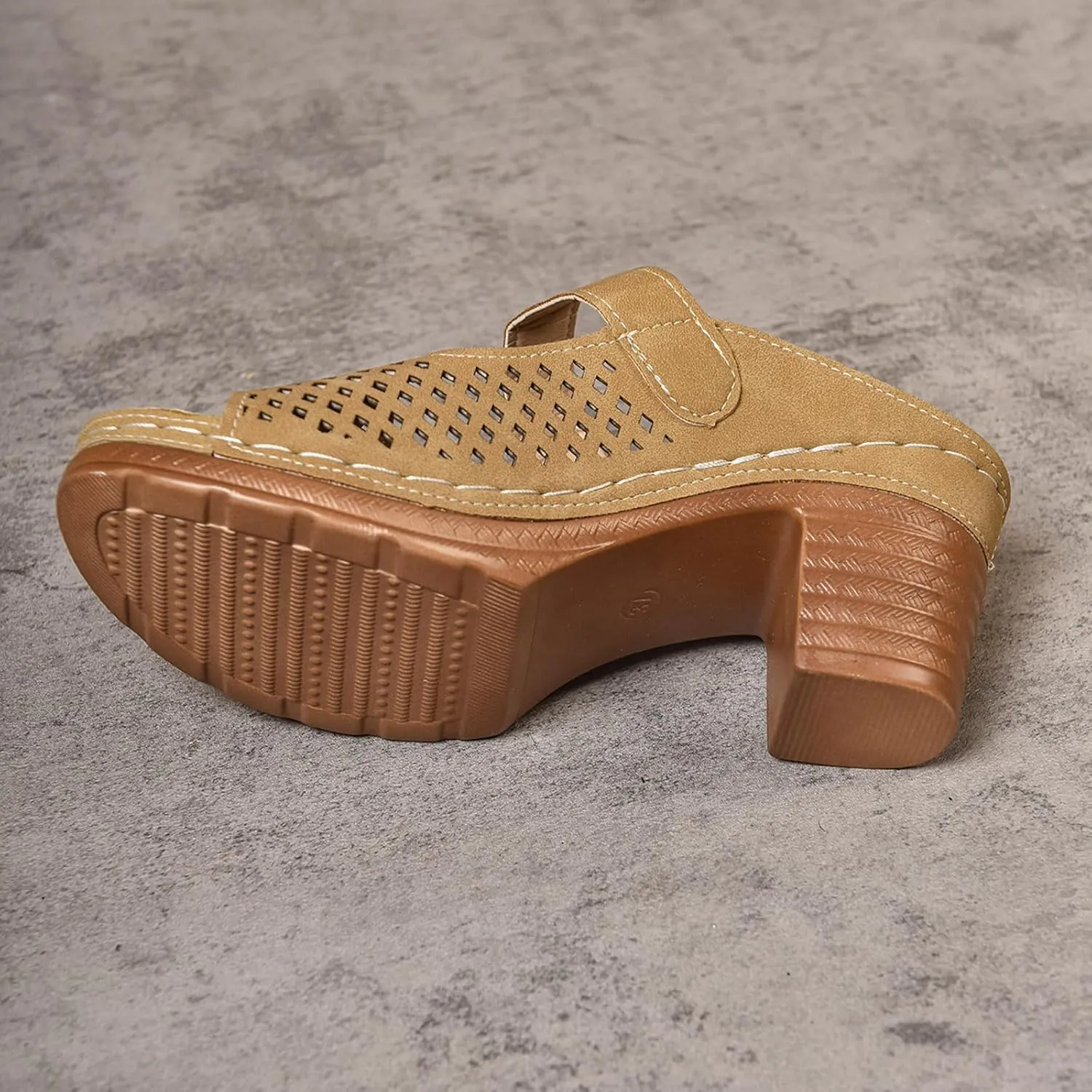Women Sandals Comfortable Walking Fashionable Thick Heel Sandals For Women Thick Heel Fish Mouth One Word Flower
