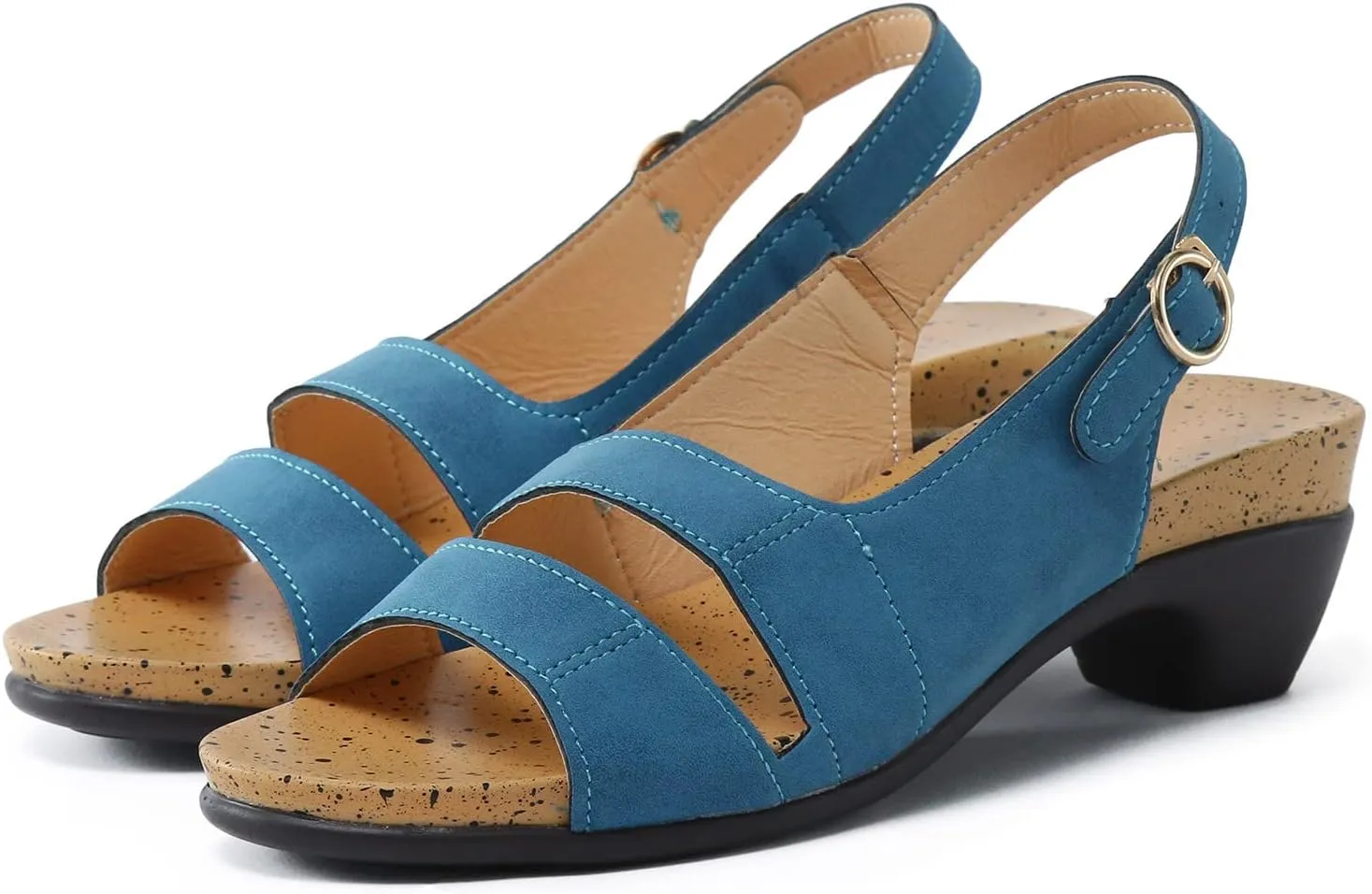 Women Sandals For Women Elegant Comfortable Open Toe Low Chunky Heel Sandals Crystal Sandals Memory Foam Women Sandal