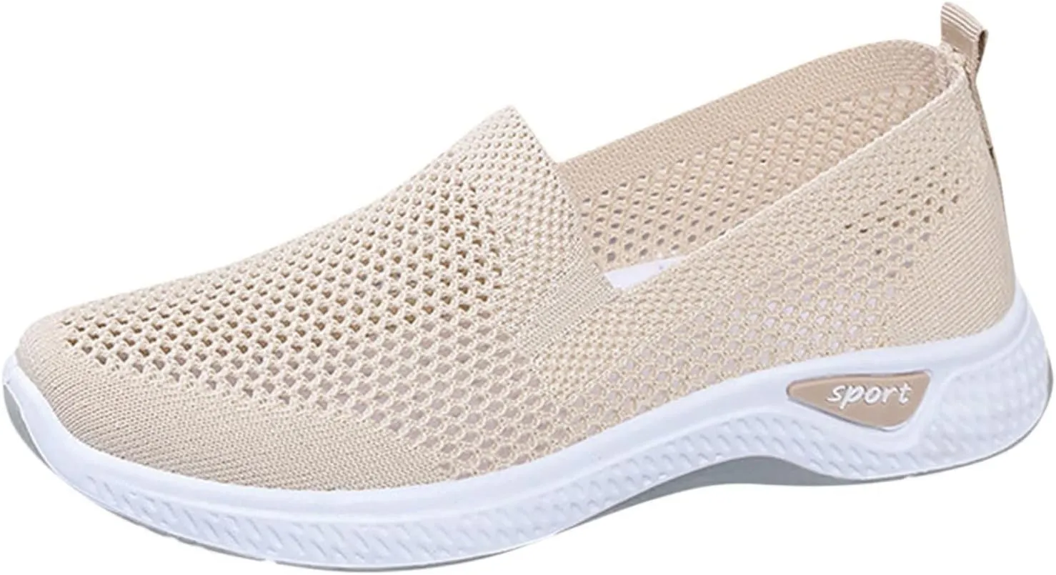 Women Slip On Walking Sneakers Casual Comfortable Shoes Lightweight Canvas Flats Non Slip Breathable Loafers