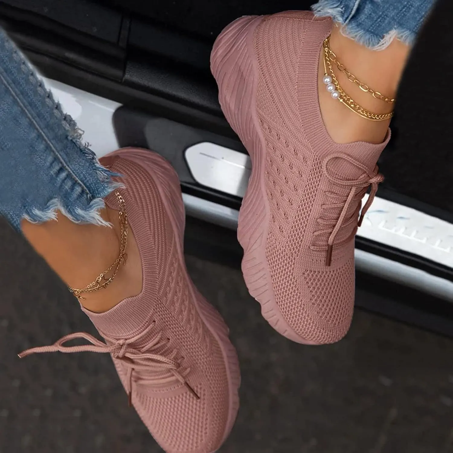 Women Sneakers Breathable Casual Comfortable Lightweight Walking Shoes Slip On Running Shoes for Women