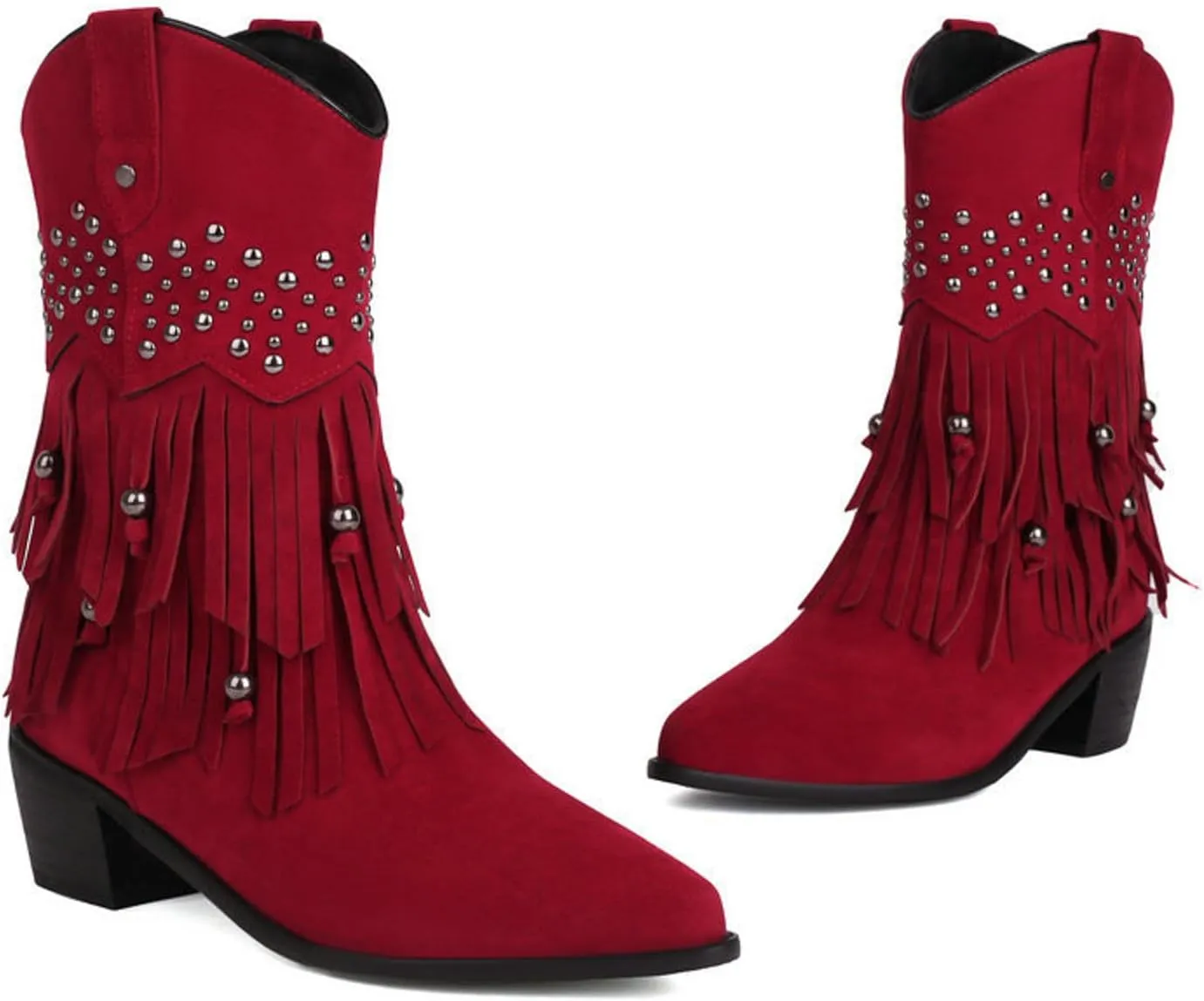 Women Western Boots Ankle Booties for Women Low Heel Women Cowboy Western Ankle Boots Pointed Toe Short Booties