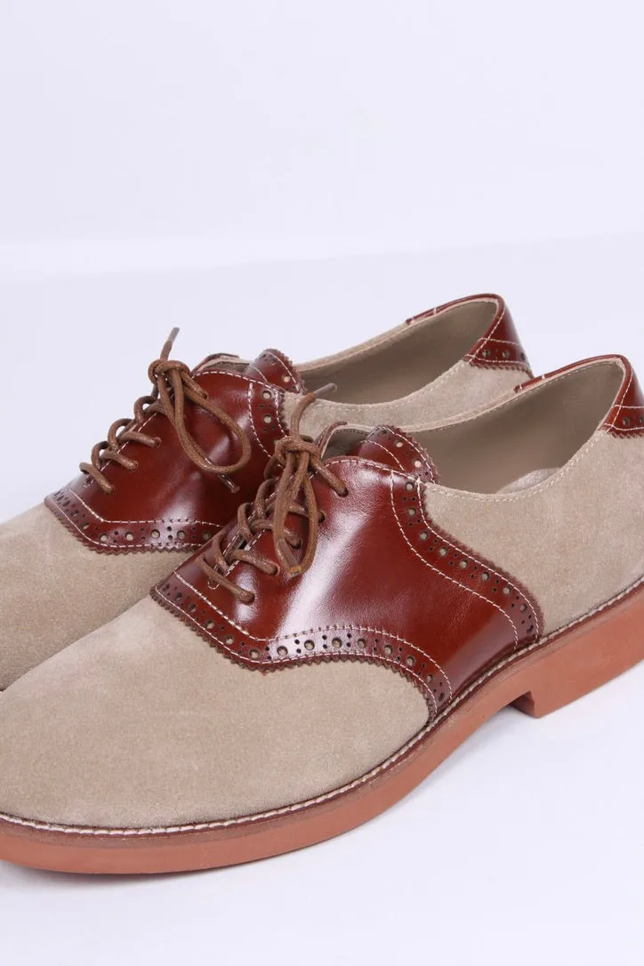 Women's 1950s style oxford saddle shoe  - Cognac/Sand - Elliot