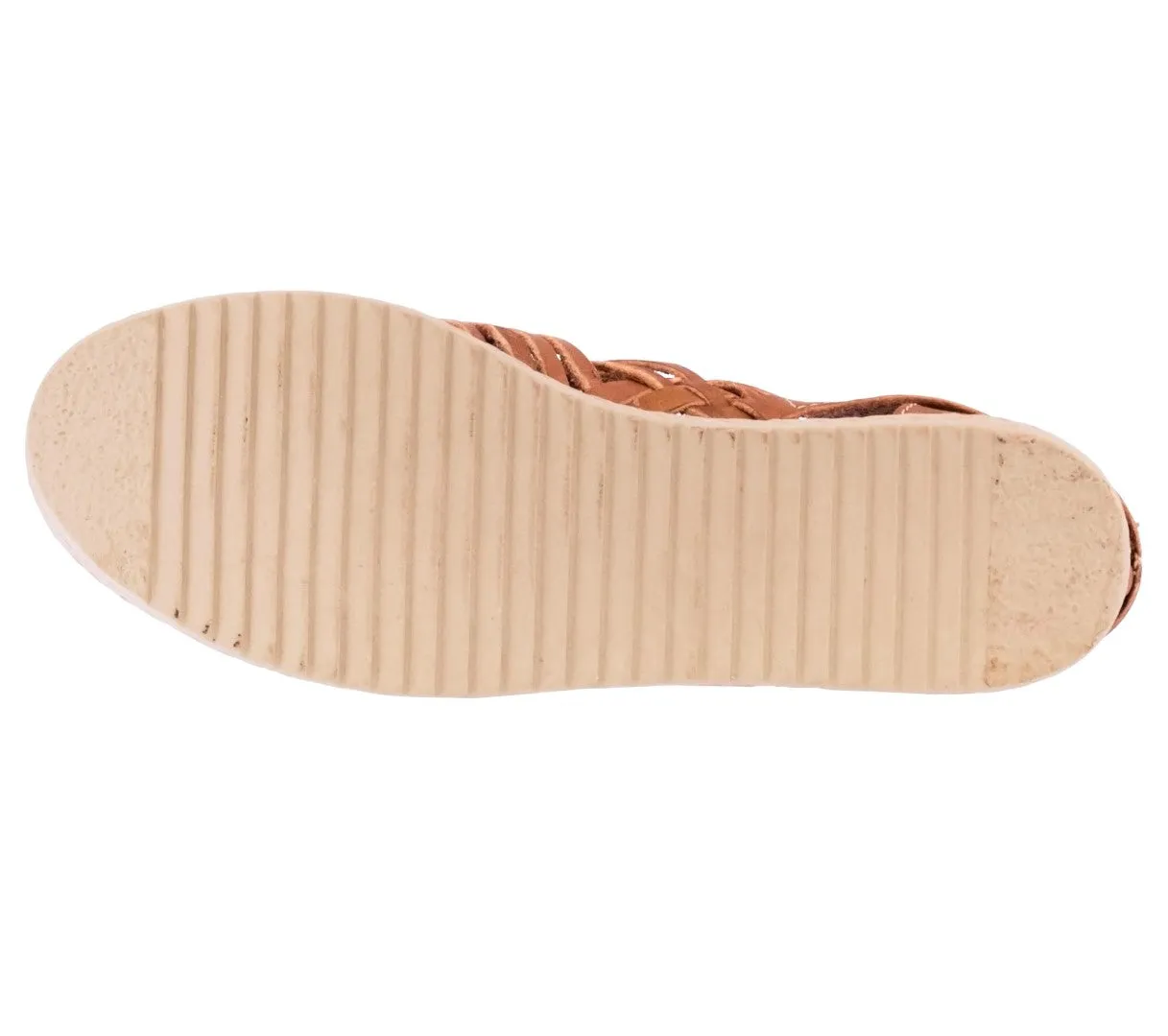 Womens Authentic Huaraches Real Leather Platform Sandals Cognac - #104