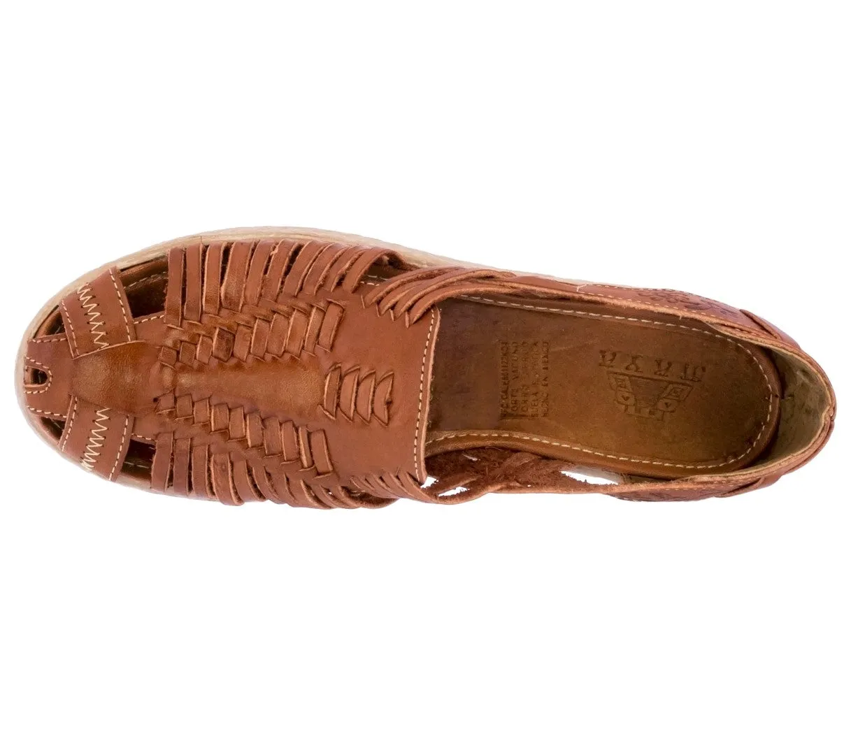 Womens Authentic Huaraches Real Leather Platform Sandals Cognac - #104