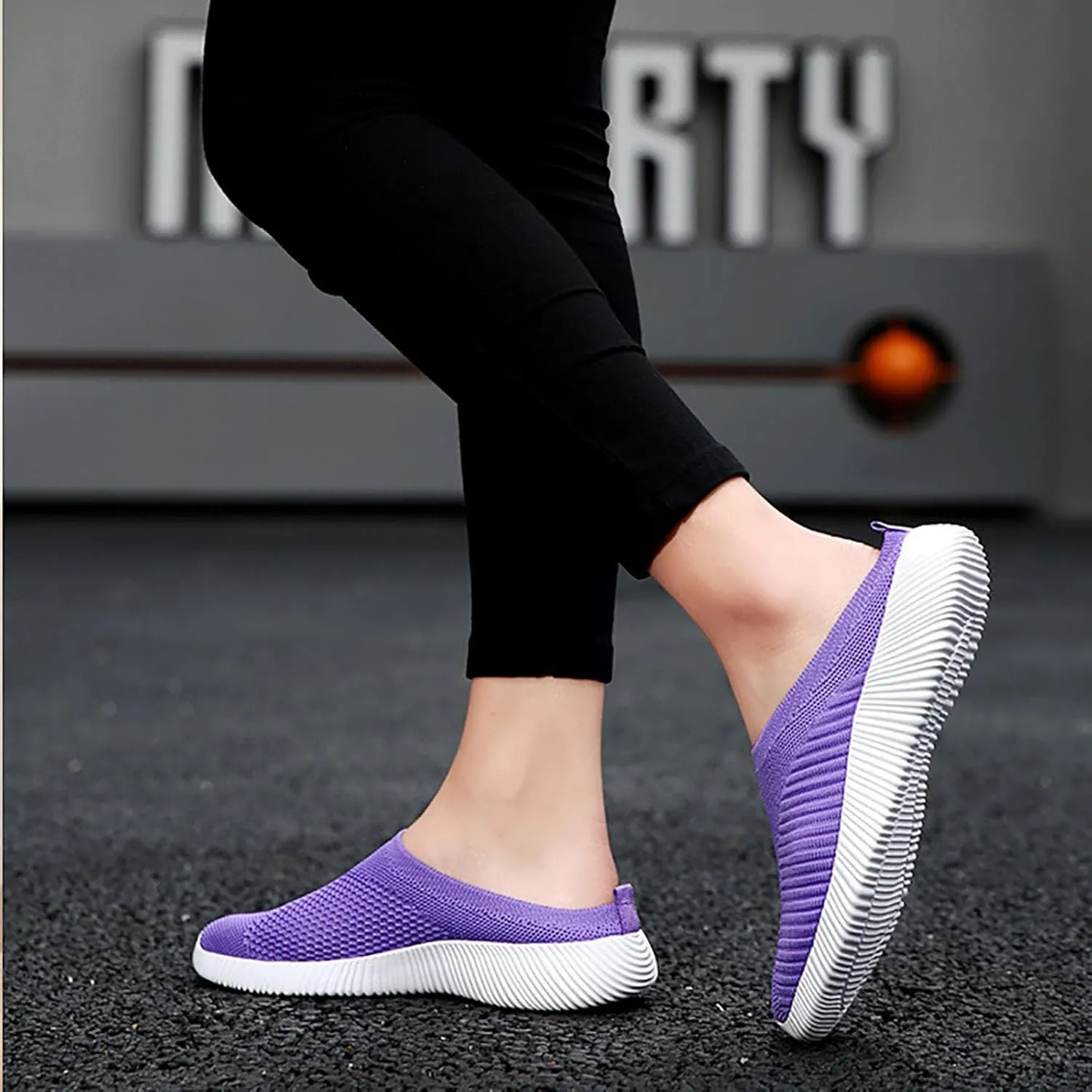 Womens Backless Sneakers Mesh Slip-on Mule Shoes Womens Tennis Shoes Wide Width Slip On Shoes Casual Women Shoes Sneakers Steel Toe Tennis Shoe Loafers Casual Slip On