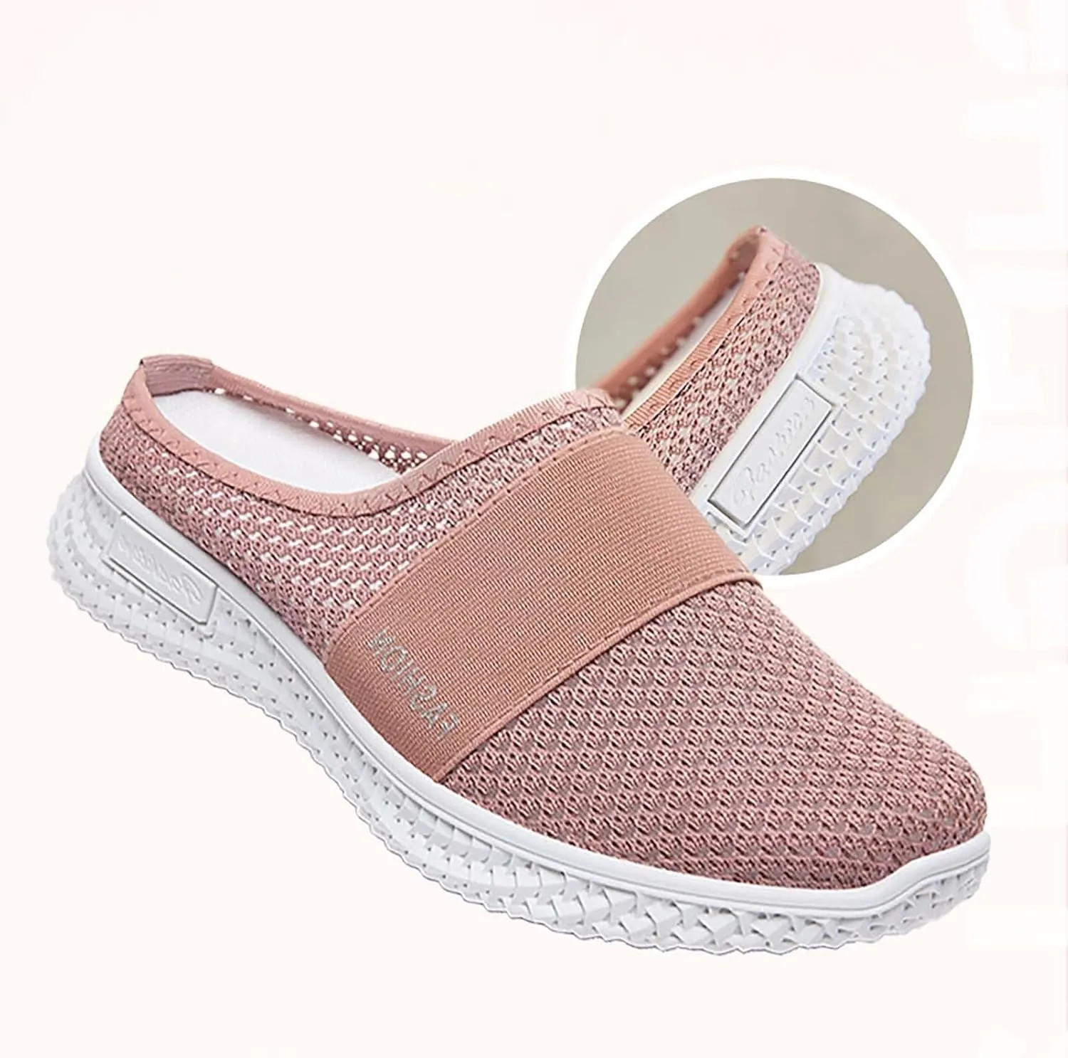 Womens Backless Sneakers Mesh Slip-on Mule Shoes Womens Tennis Shoes Wide Width Slip On Shoes Casual Women Shoes Sneakers Steel Toe Tennis Shoe Loafers Casual Slip On