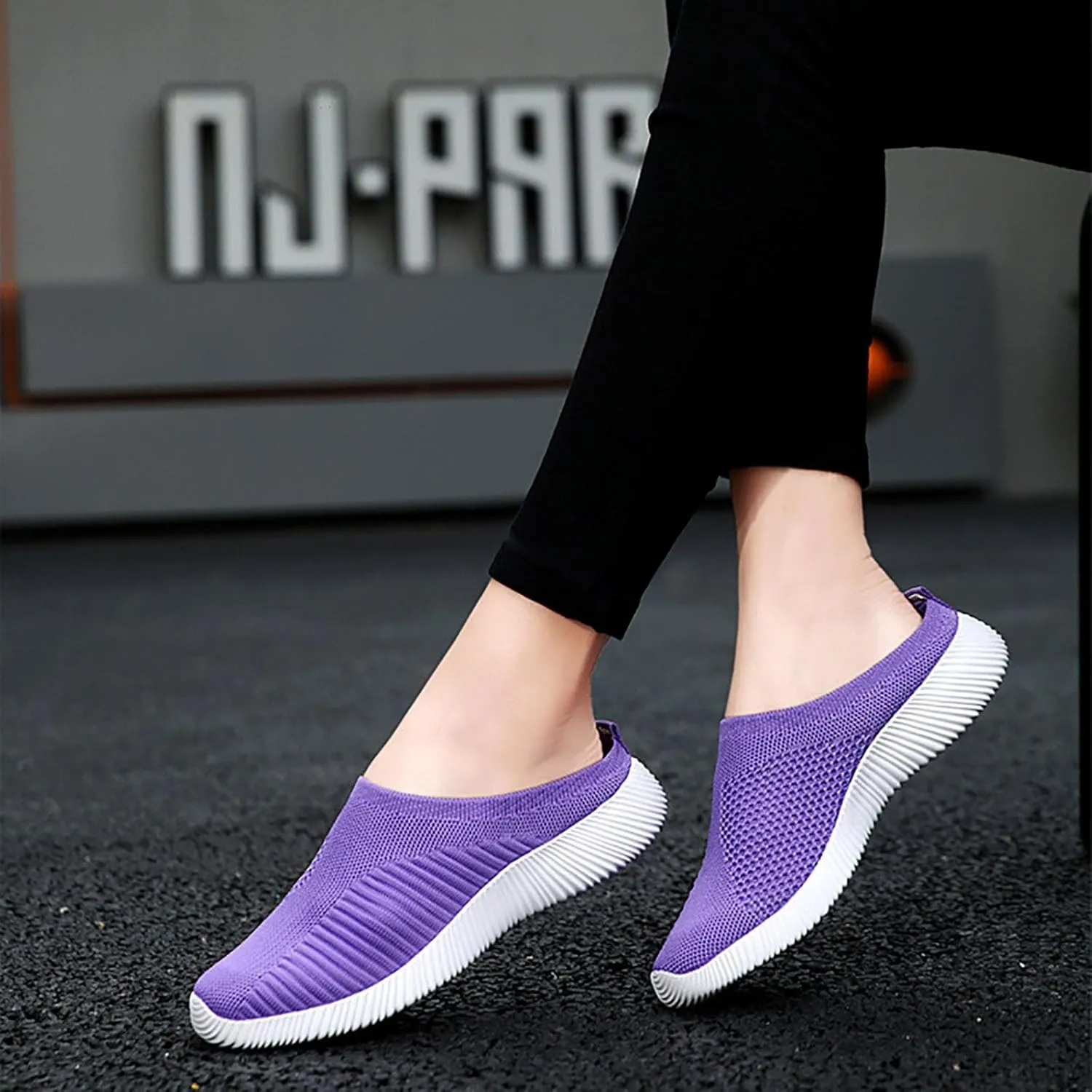 Womens Backless Sneakers Mesh Slip-on Mule Shoes Womens Tennis Shoes Wide Width Slip On Shoes Casual Women Shoes Sneakers Steel Toe Tennis Shoe Loafers Casual Slip On