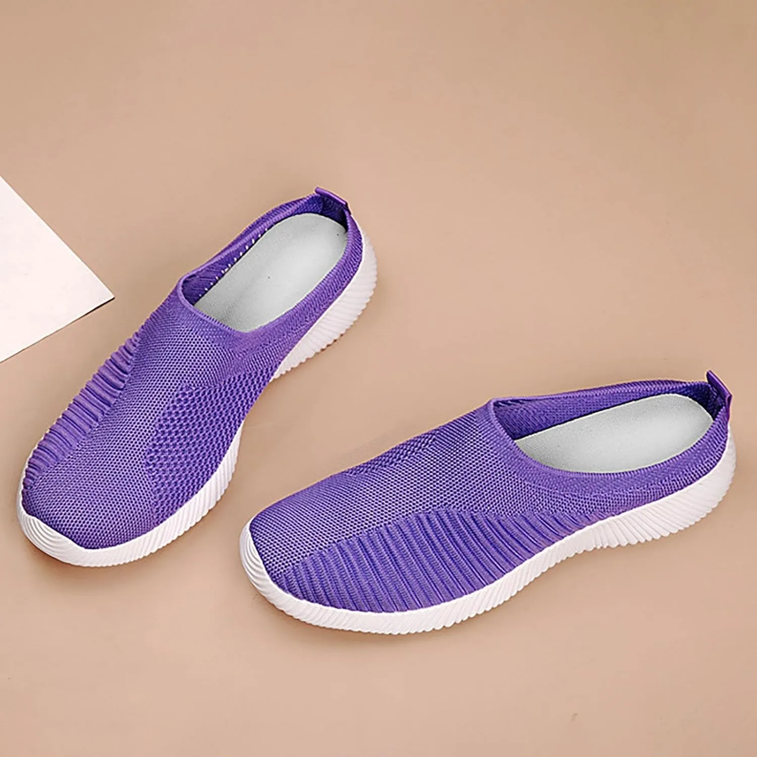 Womens Backless Sneakers Mesh Slip-on Mule Shoes Womens Tennis Shoes Wide Width Slip On Shoes Casual Women Shoes Sneakers Steel Toe Tennis Shoe Loafers Casual Slip On