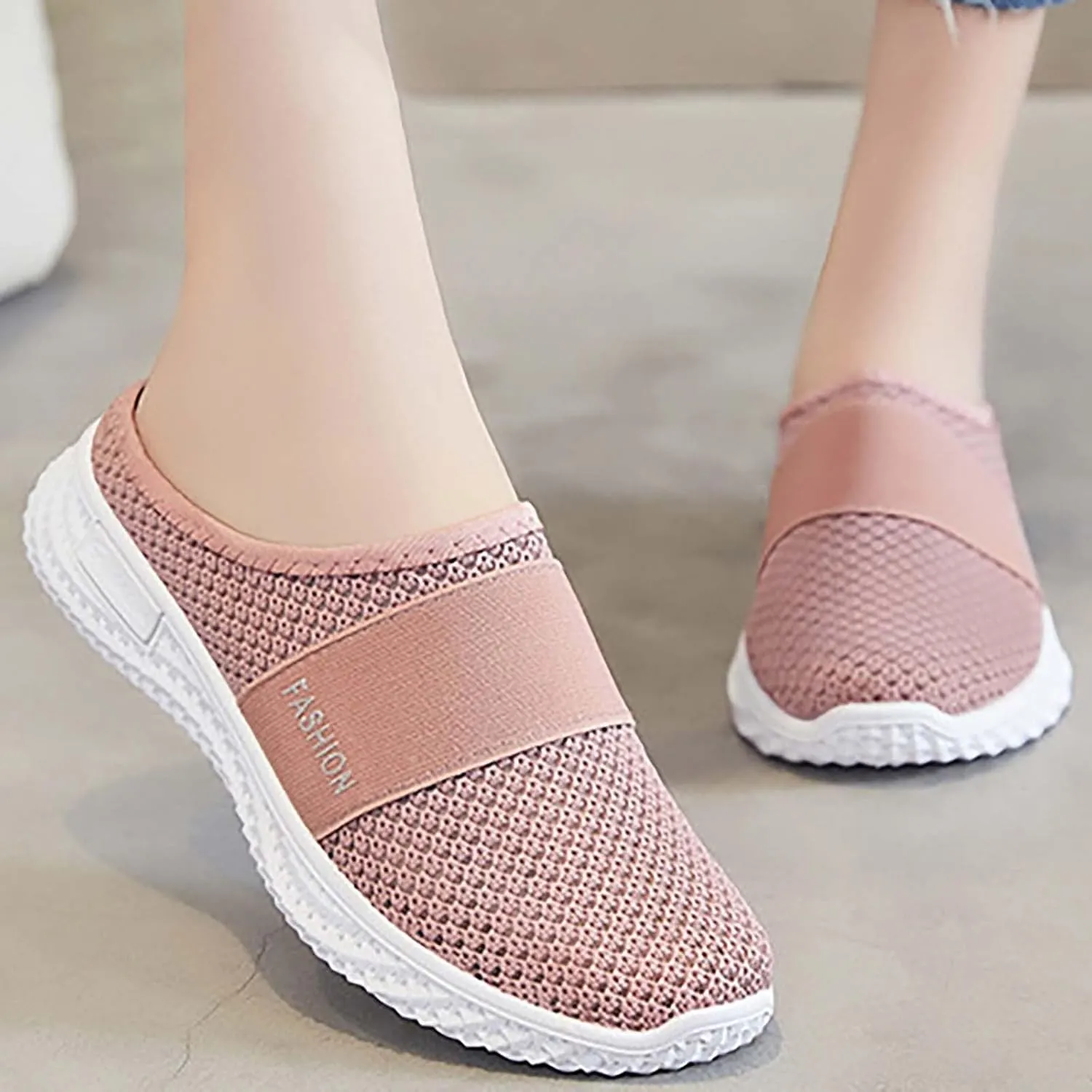 Womens Backless Sneakers Mesh Slip-on Mule Shoes Womens Tennis Shoes Wide Width Slip On Shoes Casual Women Shoes Sneakers Steel Toe Tennis Shoe Loafers Casual Slip On