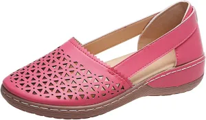 Women's Baotou Hollow Wedge Sandals, 2025 Summer Round Closed Toe Low Heel Sandal, Comfortable Lightweight Dressy Shoes
