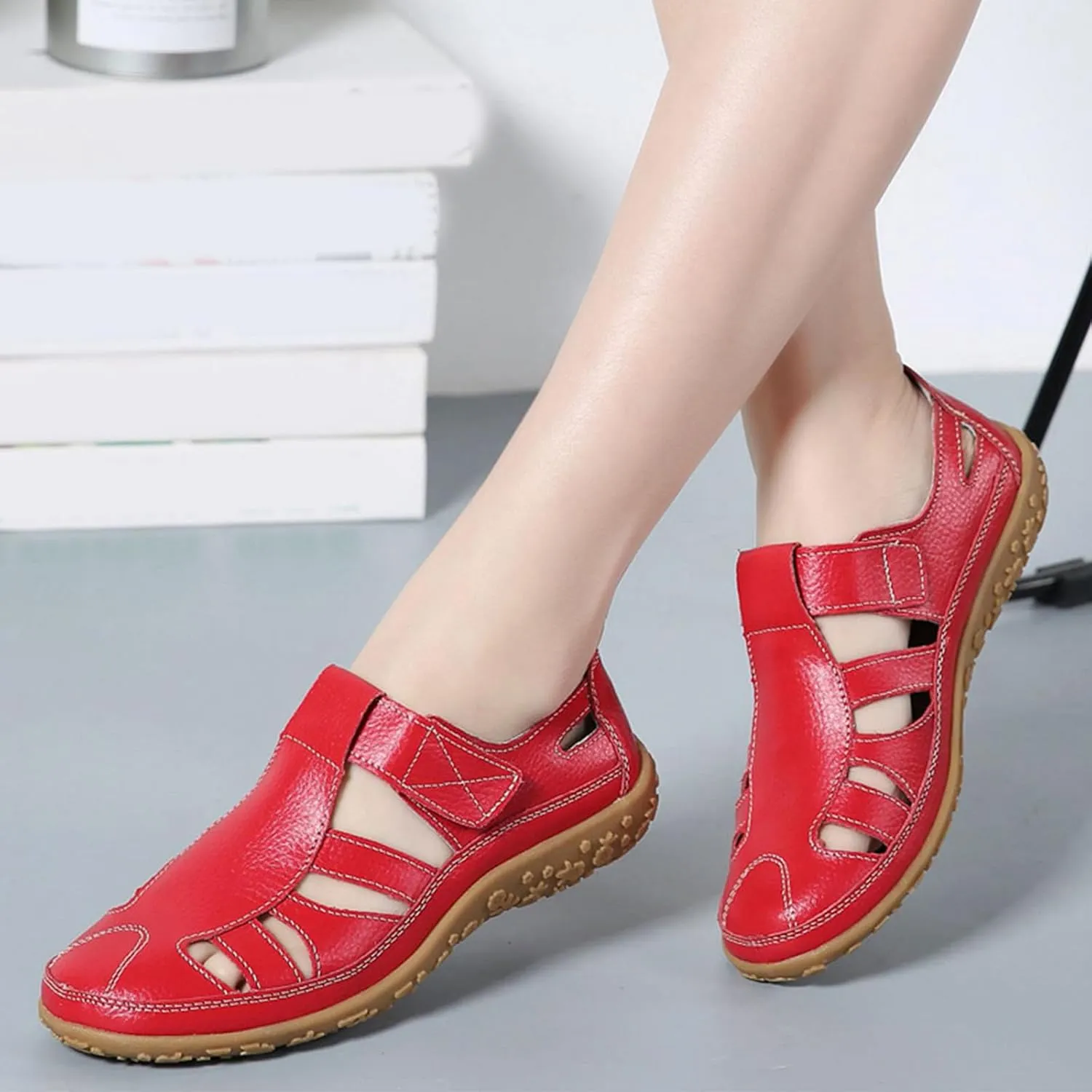 Women's Boho Gladiator Wedge Sandals 2025 Adjustable Ankle Strap Hook and Loop Closure Cushioned Leather Insole Non-Slip Sole for Summer Beach Vacations Outdoor Adventures Casual Shoes 2025