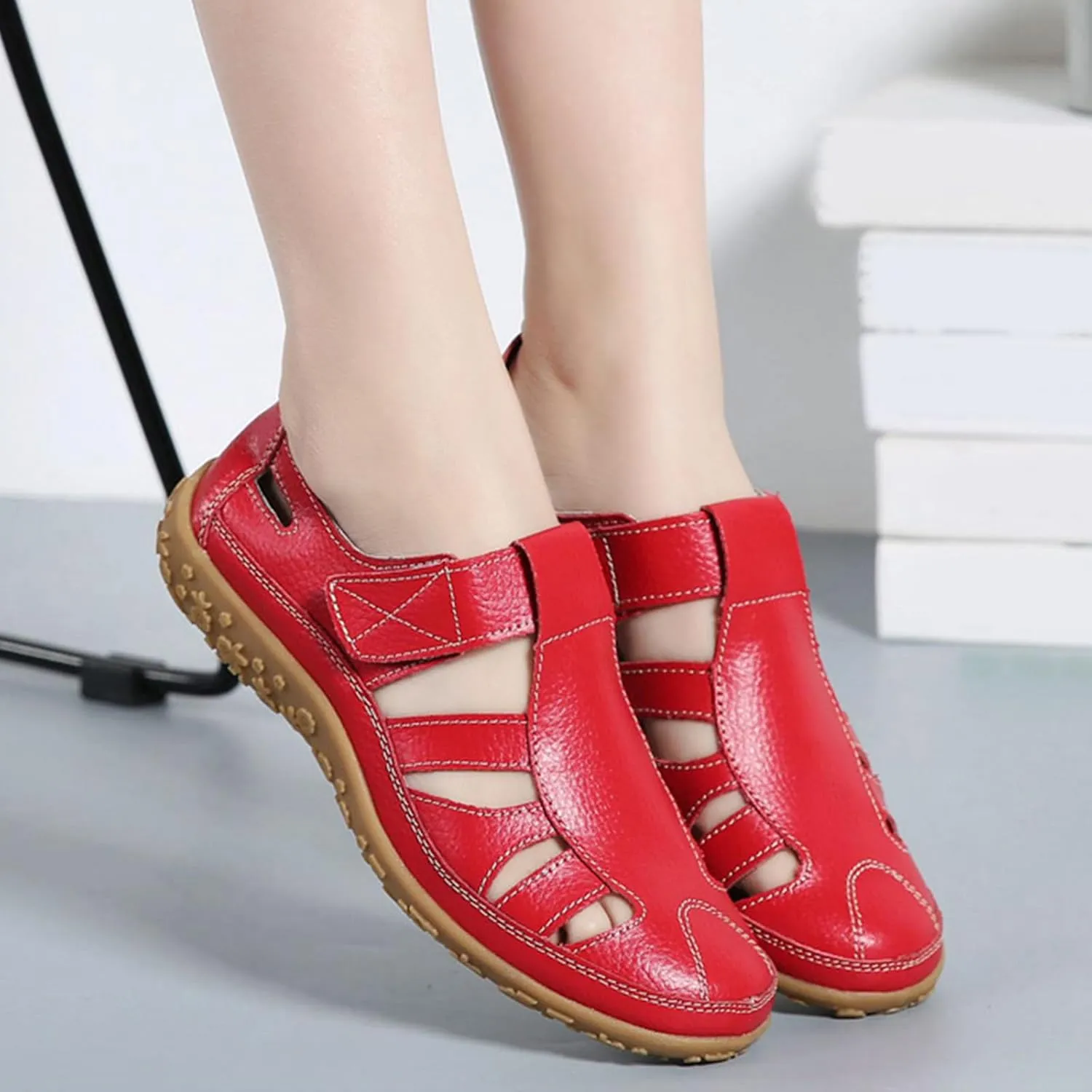 Women's Boho Gladiator Wedge Sandals 2025 Adjustable Ankle Strap Hook and Loop Closure Cushioned Leather Insole Non-Slip Sole for Summer Beach Vacations Outdoor Adventures Casual Shoes 2025