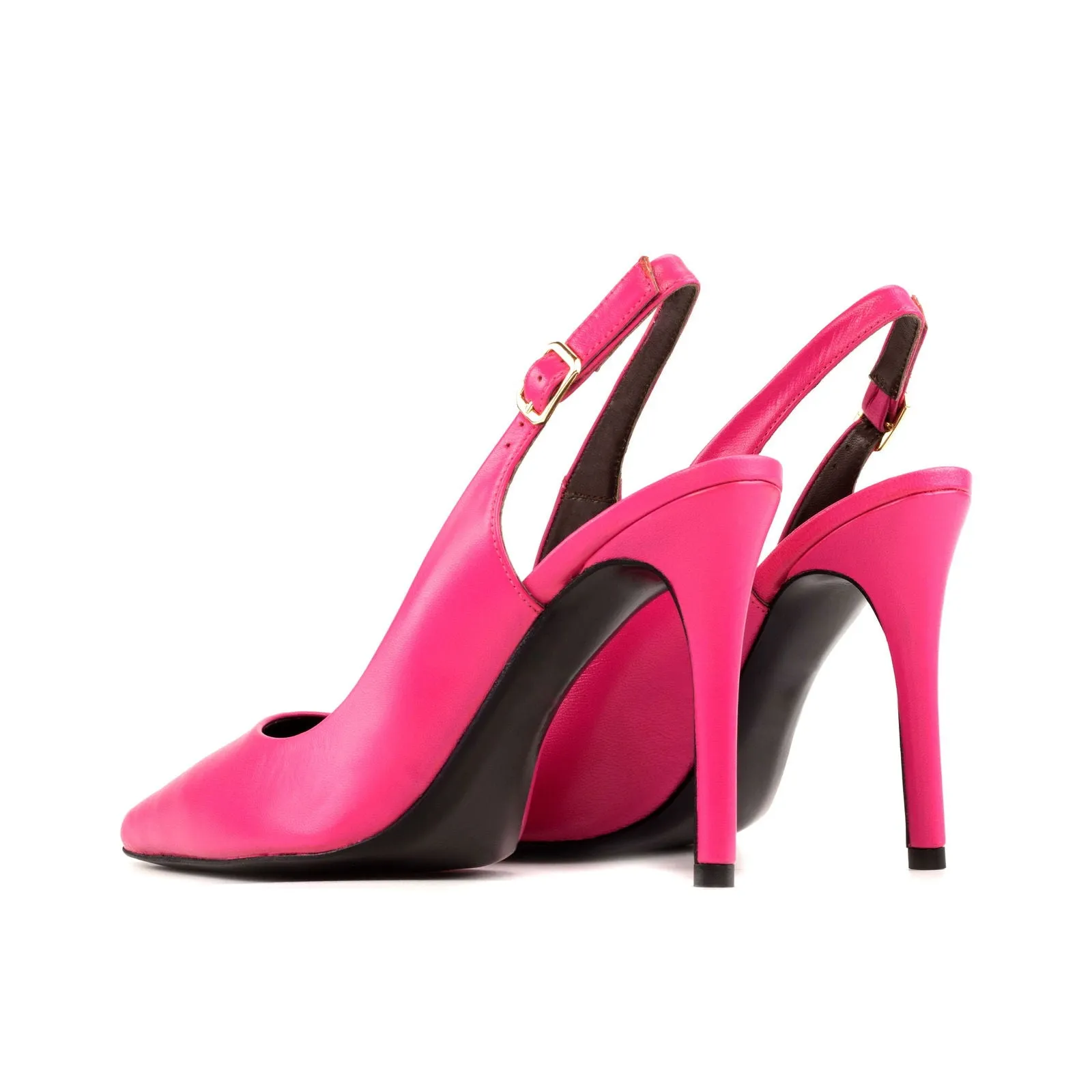 Women's Bologna Pointed Toe Slingback Leather Heels Wide Plus Size 5223