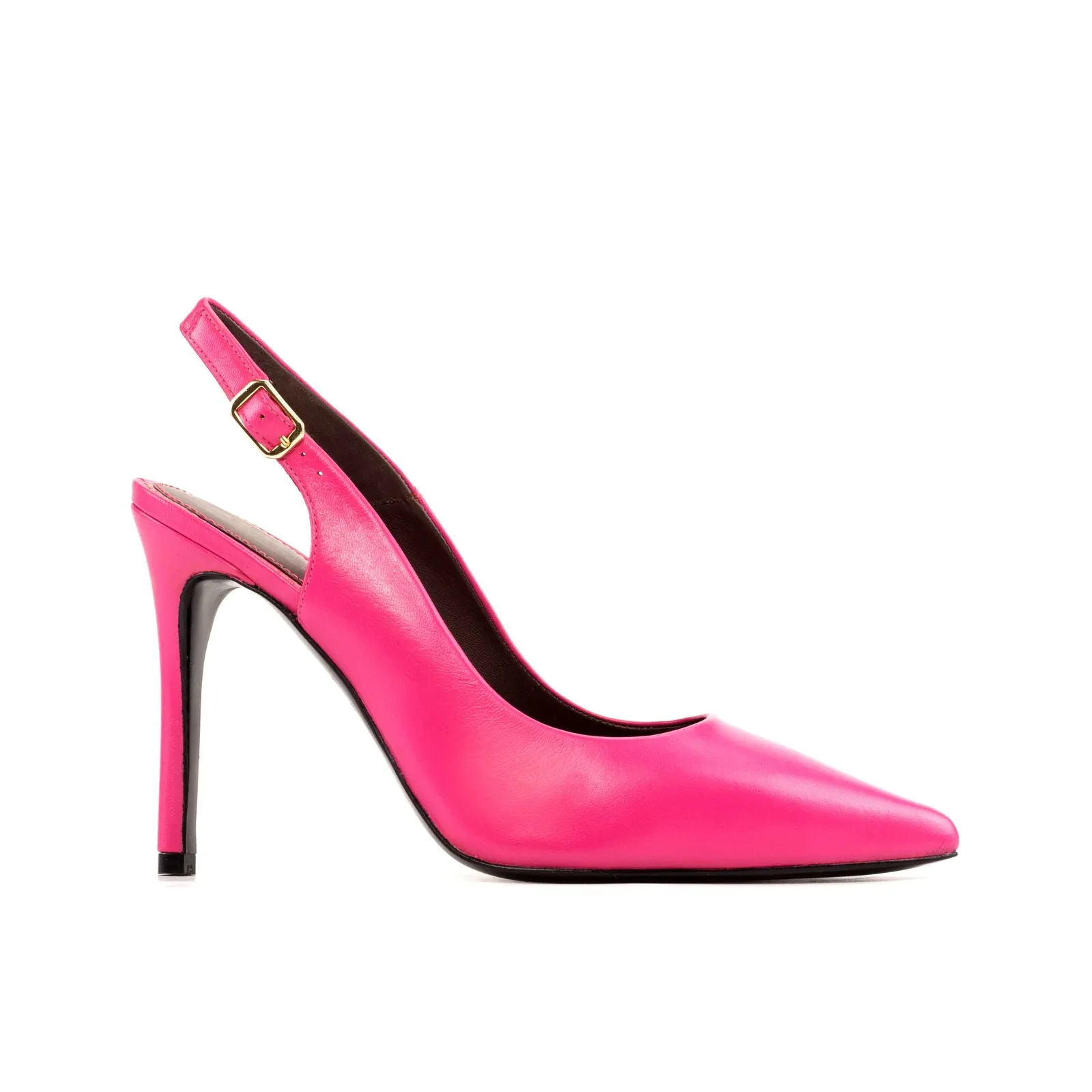 Women's Bologna Pointed Toe Slingback Leather Heels Wide Plus Size 5223