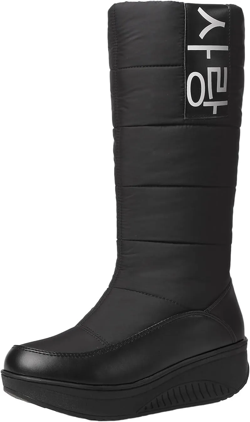 Womens Boots Winter Womens Boots Mid Calf Winter Boots Warm Snow Boots Comfortable Outdoor Thick Bottom Flat Snow Boots