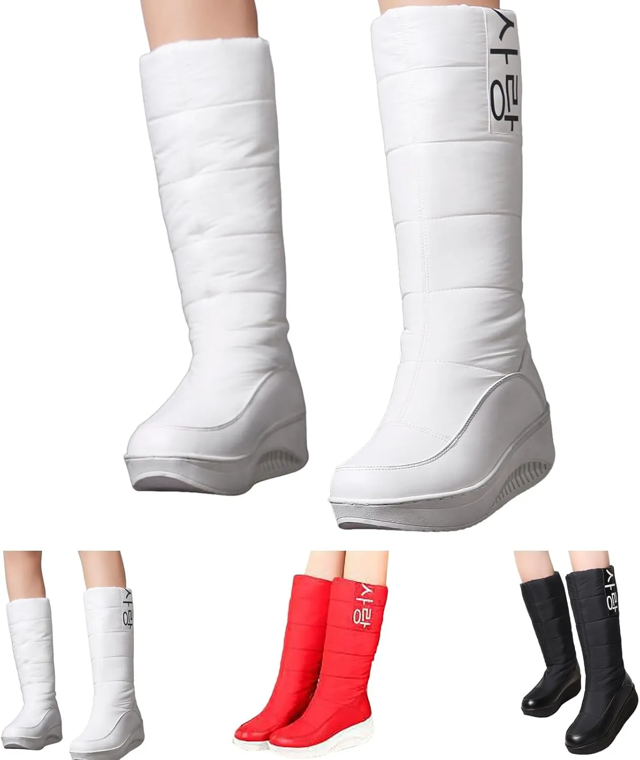 Womens Boots Winter Womens Boots Mid Calf Winter Boots Warm Snow Boots Comfortable Outdoor Thick Bottom Flat Snow Boots