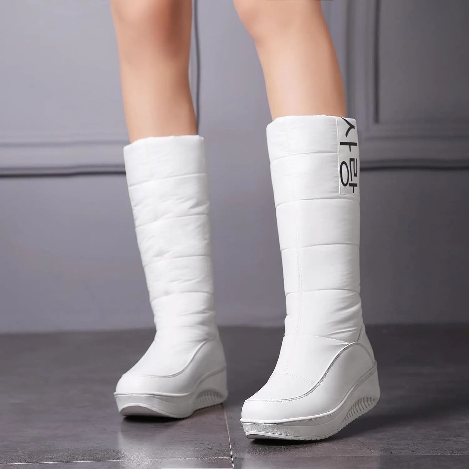Womens Boots Winter Womens Boots Mid Calf Winter Boots Warm Snow Boots Comfortable Outdoor Thick Bottom Flat Snow Boots