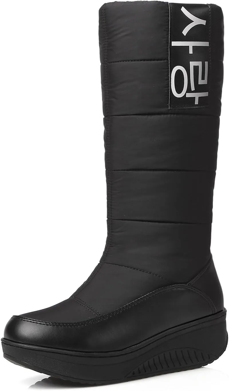 Womens Boots Winter Womens Boots Mid Calf Winter Boots Warm Snow Boots Comfortable Outdoor Thick Bottom Flat Snow Boots