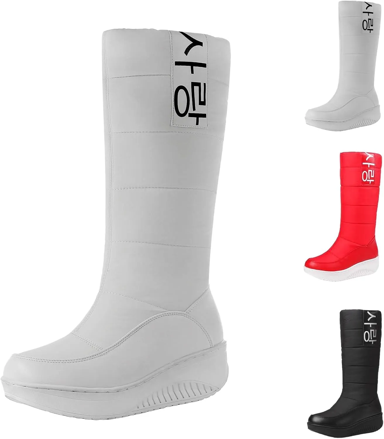 Womens Boots Winter Womens Boots Mid Calf Winter Boots Warm Snow Boots Comfortable Outdoor Thick Bottom Flat Snow Boots