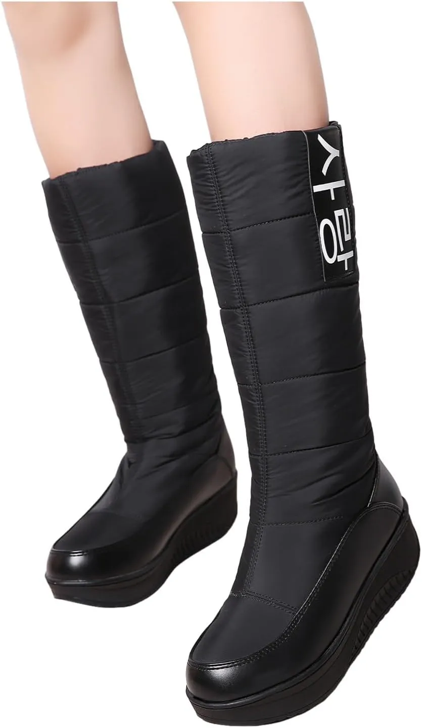 Womens Boots Winter Womens Boots Mid Calf Winter Boots Warm Snow Boots Comfortable Outdoor Thick Bottom Flat Snow Boots
