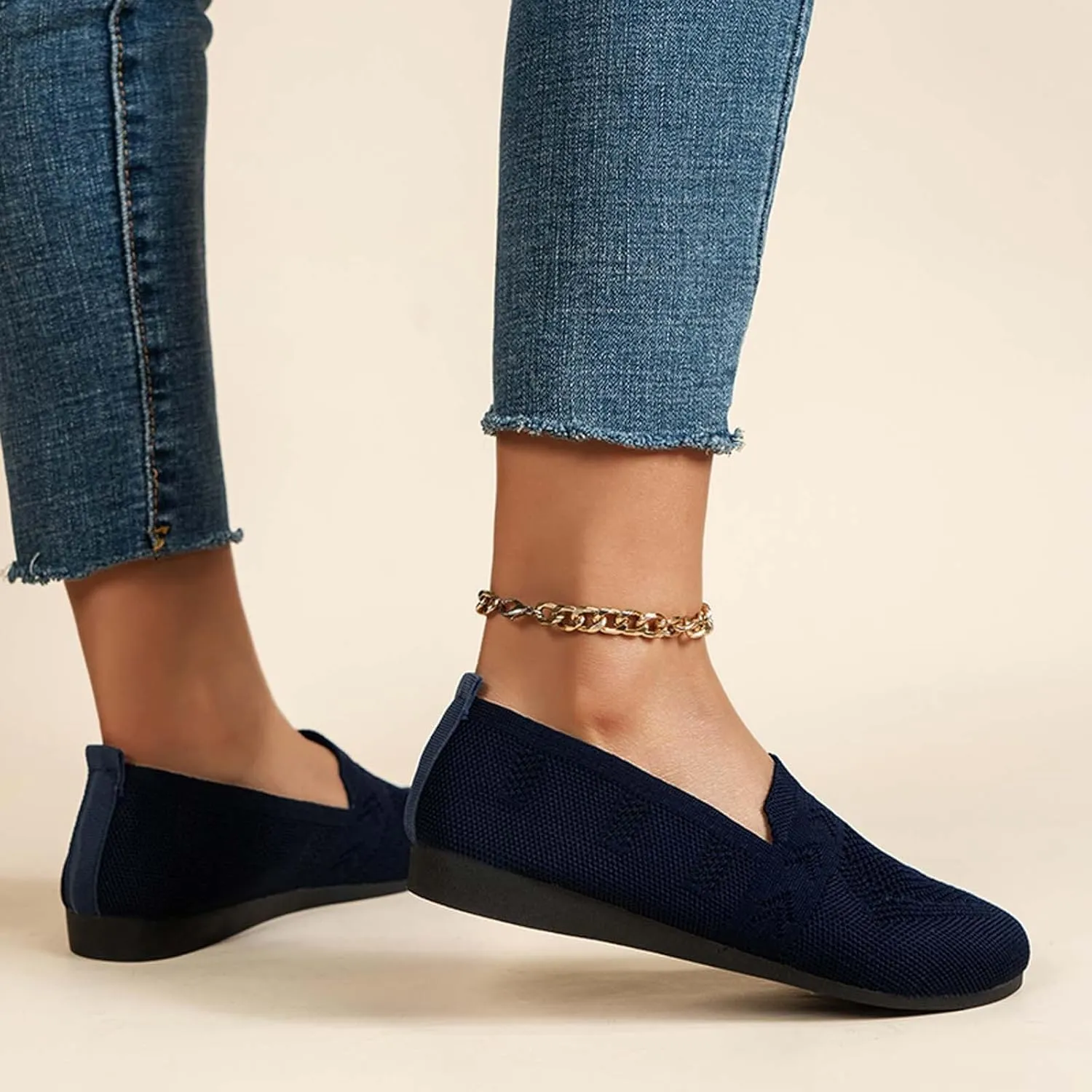 Women's Breathable Comfortable Casual Cloth Shoes Fashion Mesh Slip On Flat Walking Footwear for Daily Wear