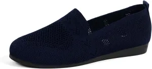 Women's Breathable Comfortable Casual Cloth Shoes Fashion Mesh Slip On Flat Walking Footwear for Daily Wear