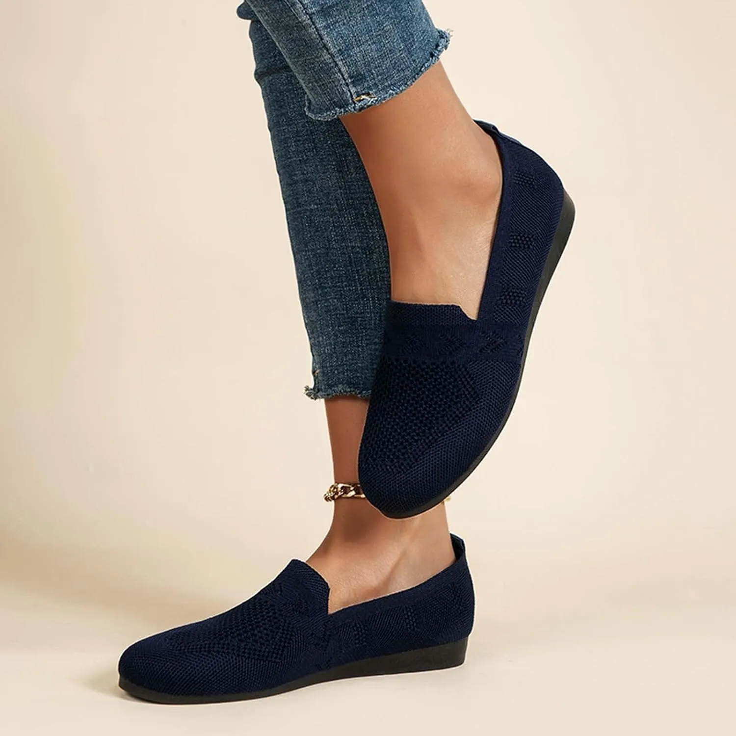 Women's Breathable Comfortable Casual Cloth Shoes Fashion Mesh Slip On Flat Walking Footwear for Daily Wear