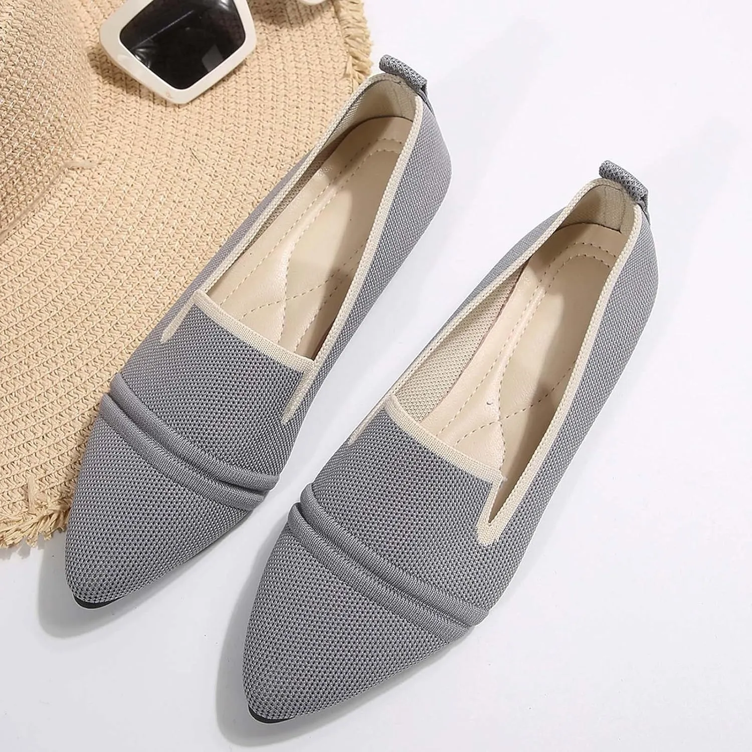 Women's Breathable Comfortable Pointed Toe Casual Shoes for Spring Summer Fashion Flat Walking Slip On Loafers