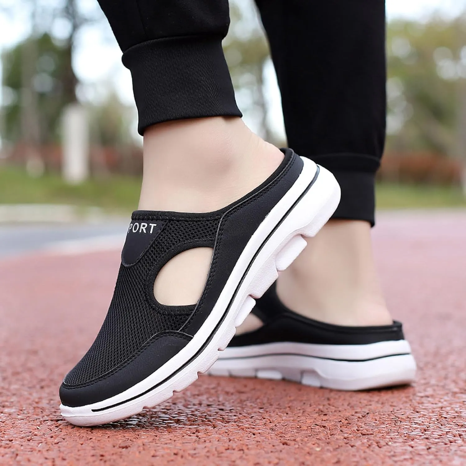 Women's Breathable Mesh Slip On Loafers Comfortable Mid Heel Sneakers for Walking Yoga Beach Casual Summer Shoes