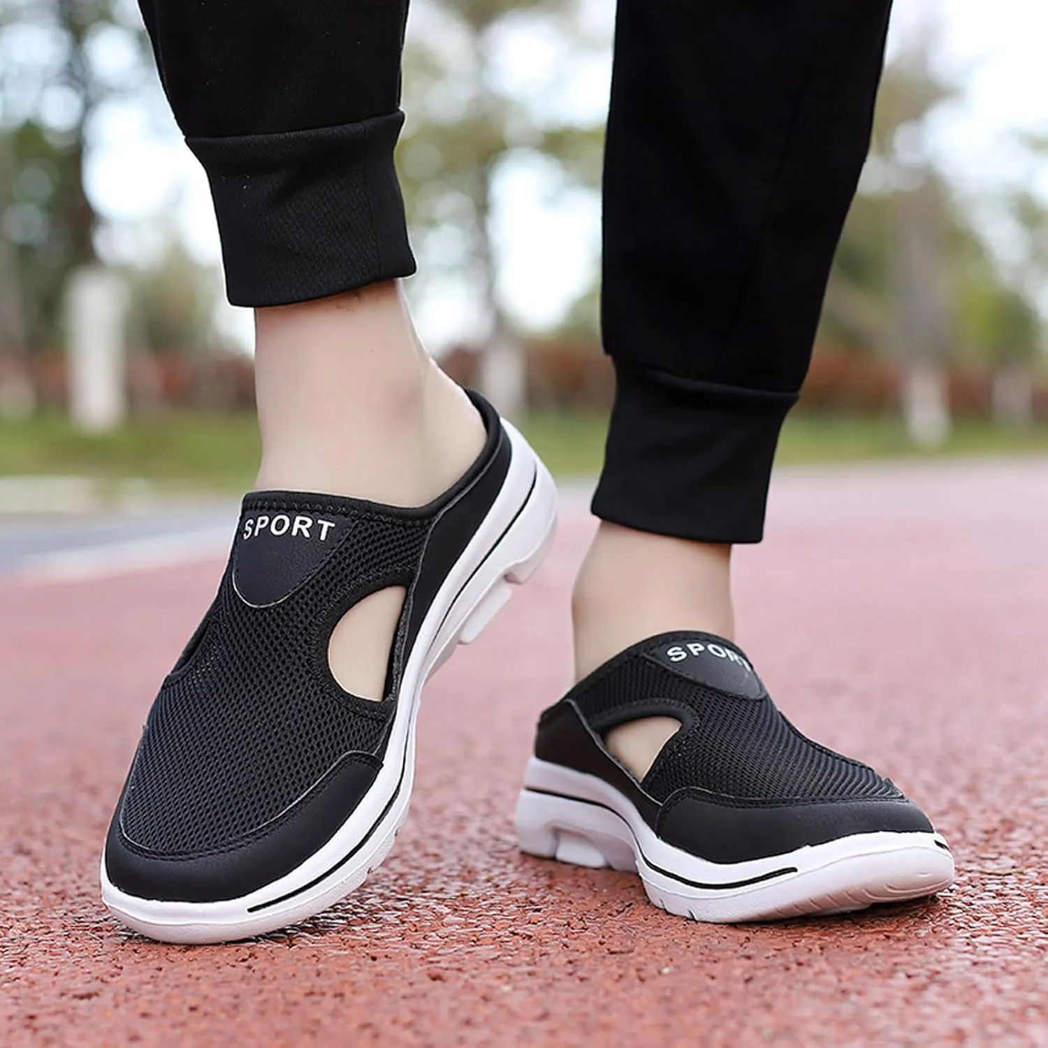Women's Breathable Mesh Slip On Loafers Comfortable Mid Heel Sneakers for Walking Yoga Beach Casual Summer Shoes