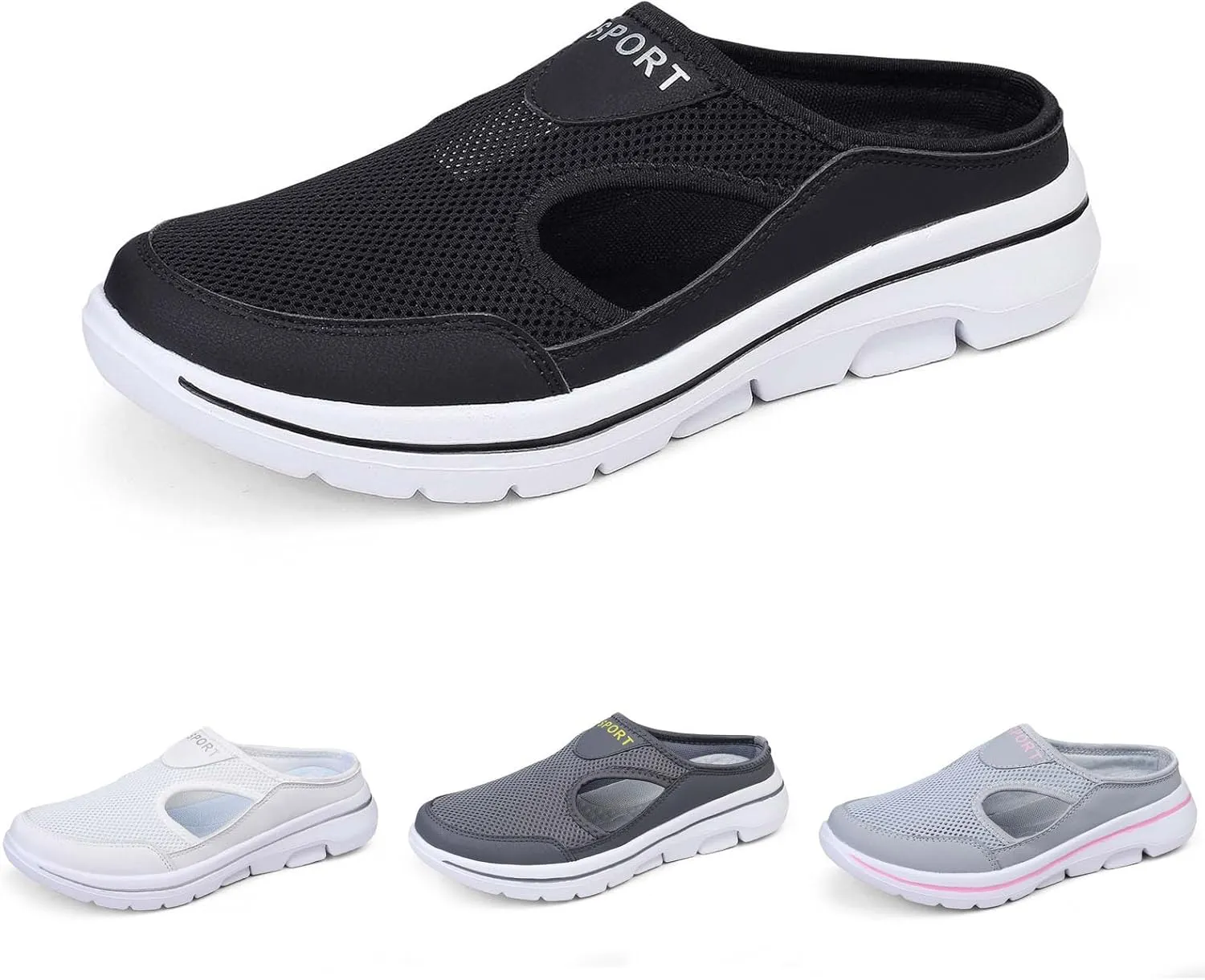 Women's Breathable Mesh Slip On Loafers Comfortable Mid Heel Sneakers for Walking Yoga Beach Casual Summer Shoes
