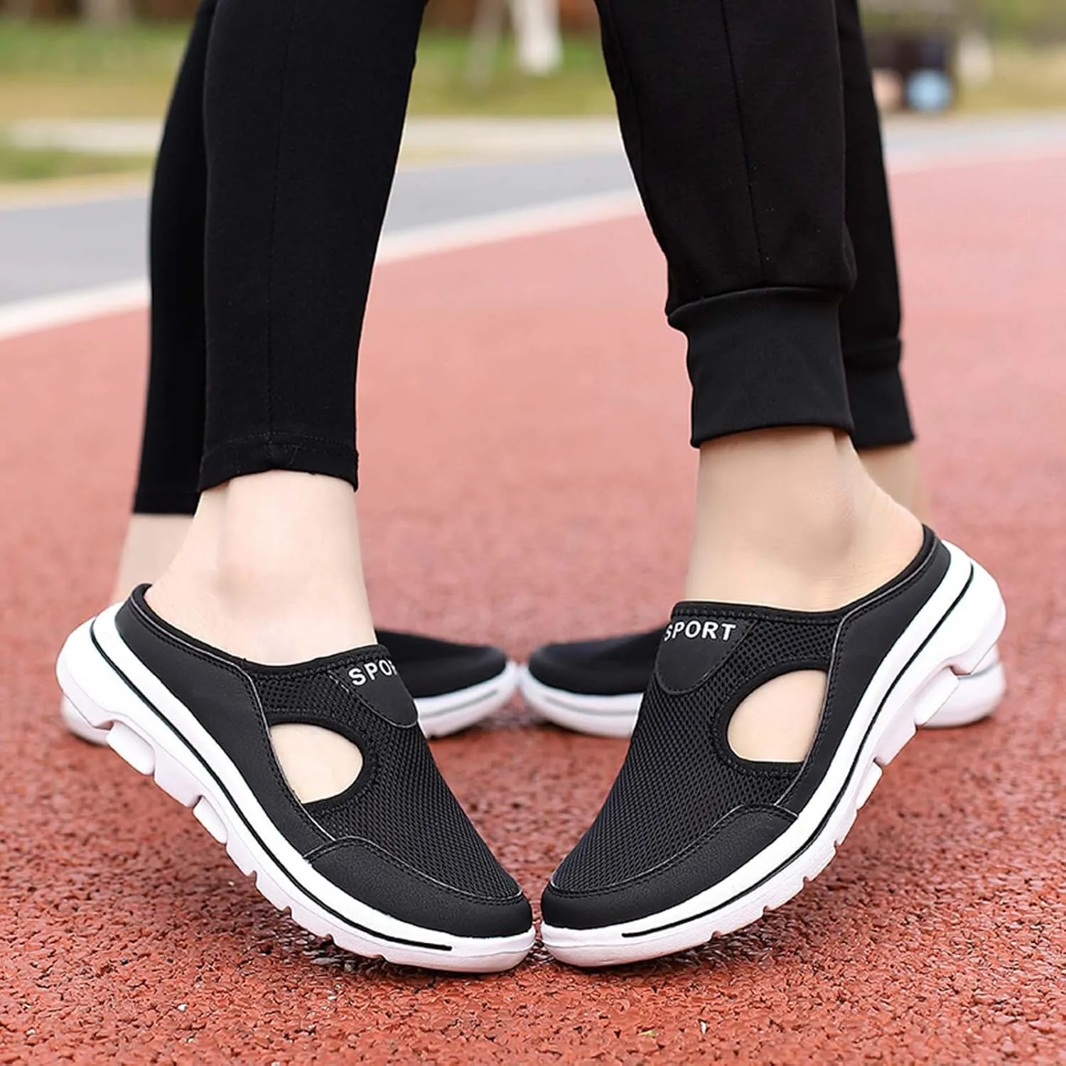 Women's Breathable Mesh Slip On Loafers Comfortable Mid Heel Sneakers for Walking Yoga Beach Casual Summer Shoes