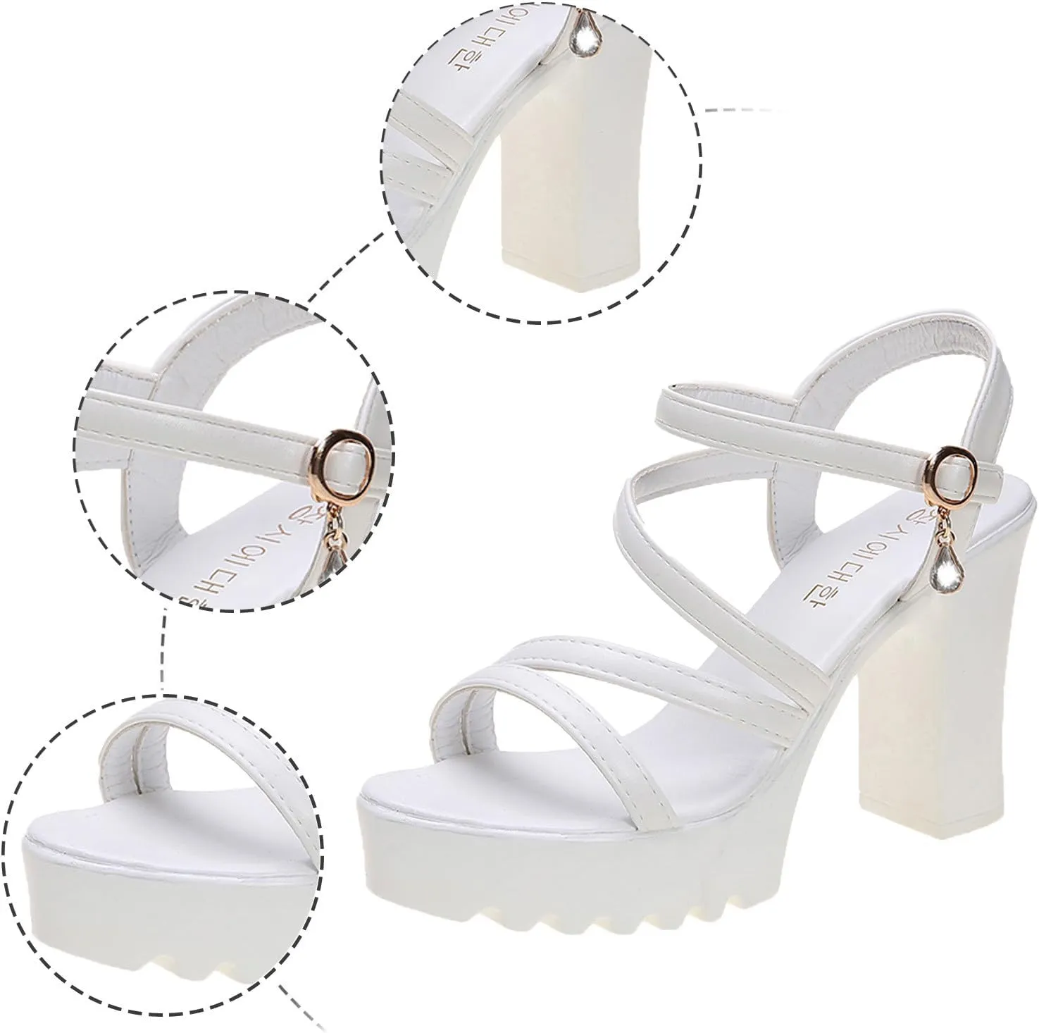 Women's Breathable Sandals Lug Sole Solid Thick Sole Sandals Square Heel Comfy Walking Non Slip Ultra
