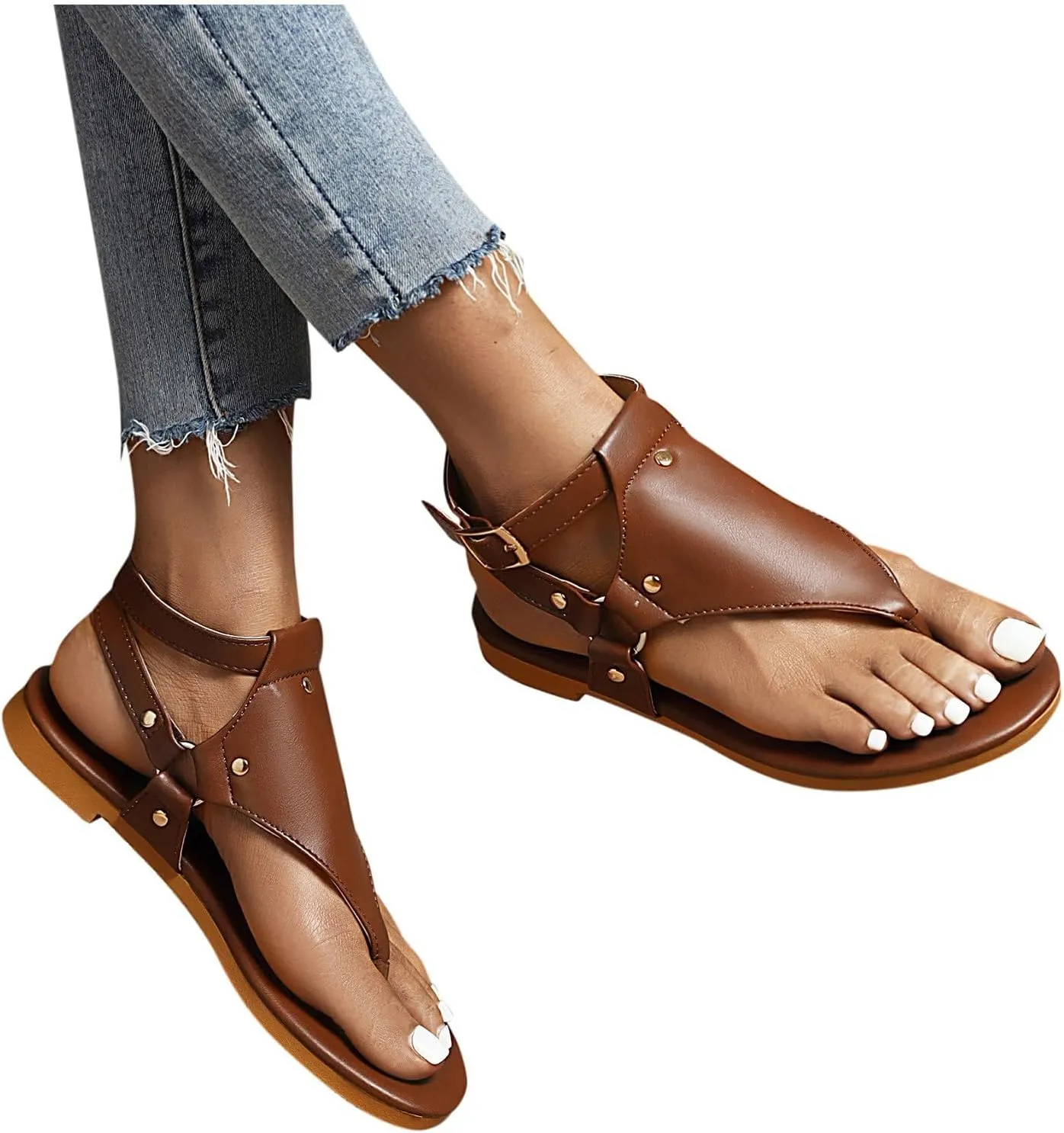 Women's Breathable Sandals Yoga Mat Beach Sandals Adjustable Ankle Strap Flip Flops Versatile Walking Sandals