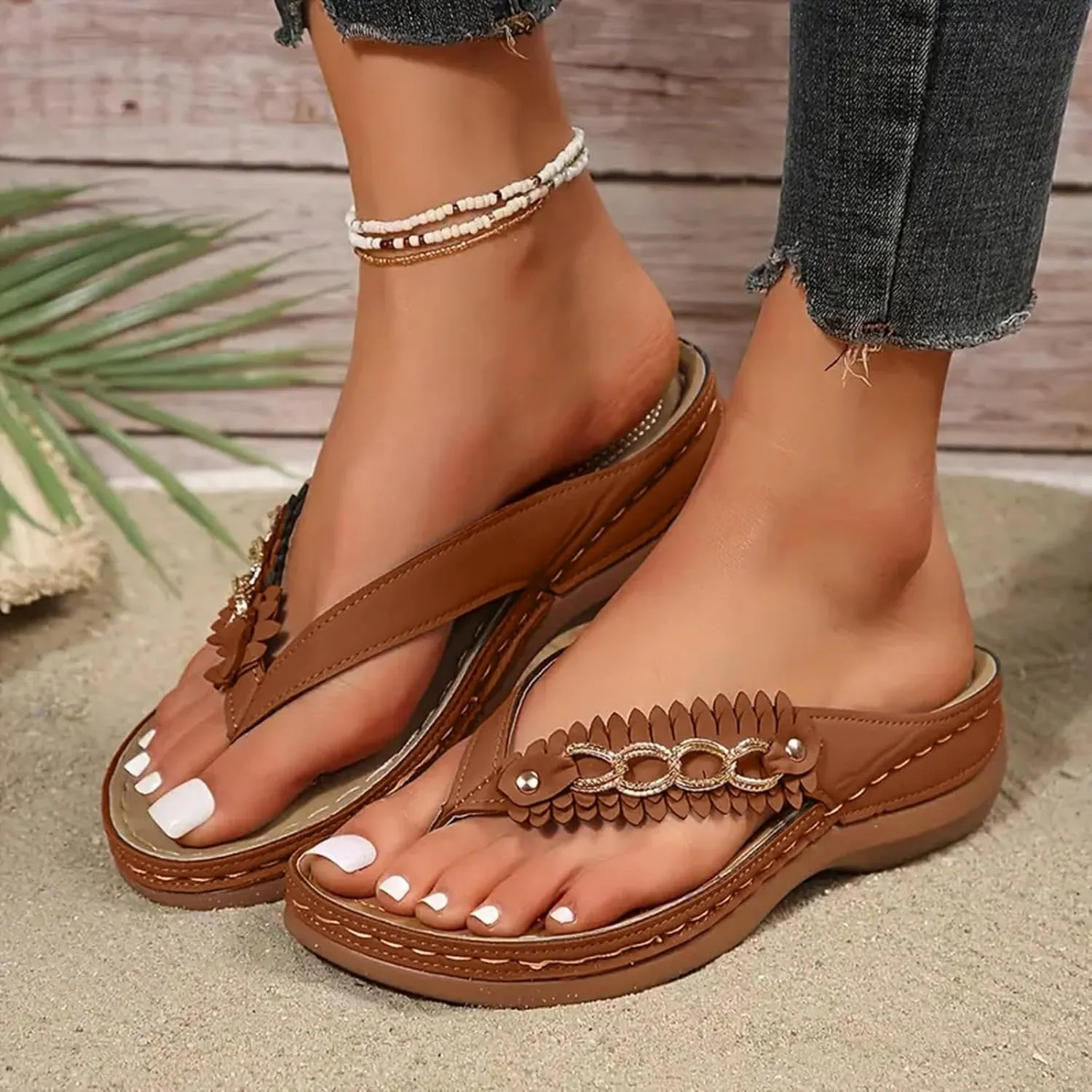 Womens Breeze Sea Flip Flop Orthotic Thong Sandals Slippers Slip On Lightweight Athletic Yoga Mat Cushion Sandals with Comfortable Plantar Fasciitis Arch Support