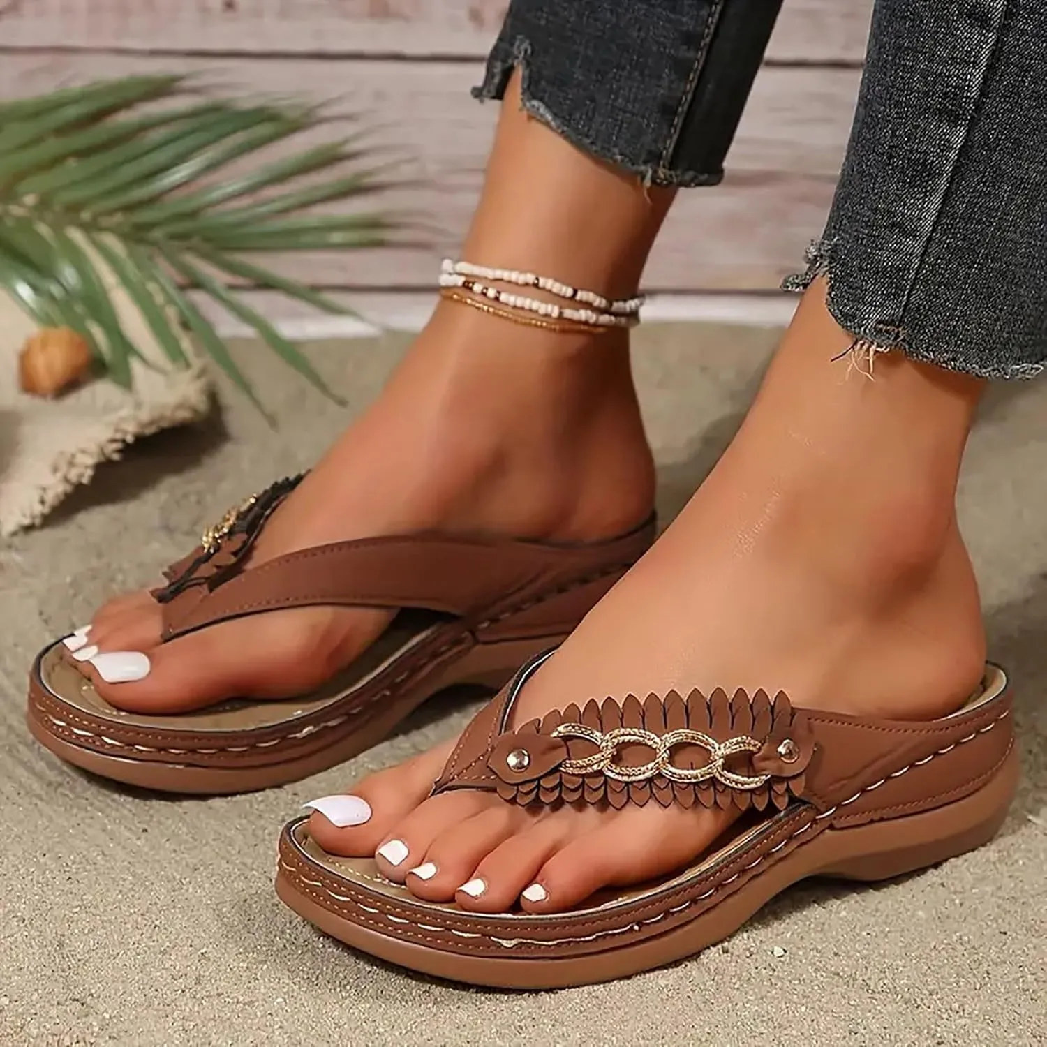 Womens Breeze Sea Flip Flop Orthotic Thong Sandals Slippers Slip On Lightweight Athletic Yoga Mat Cushion Sandals with Comfortable Plantar Fasciitis Arch Support
