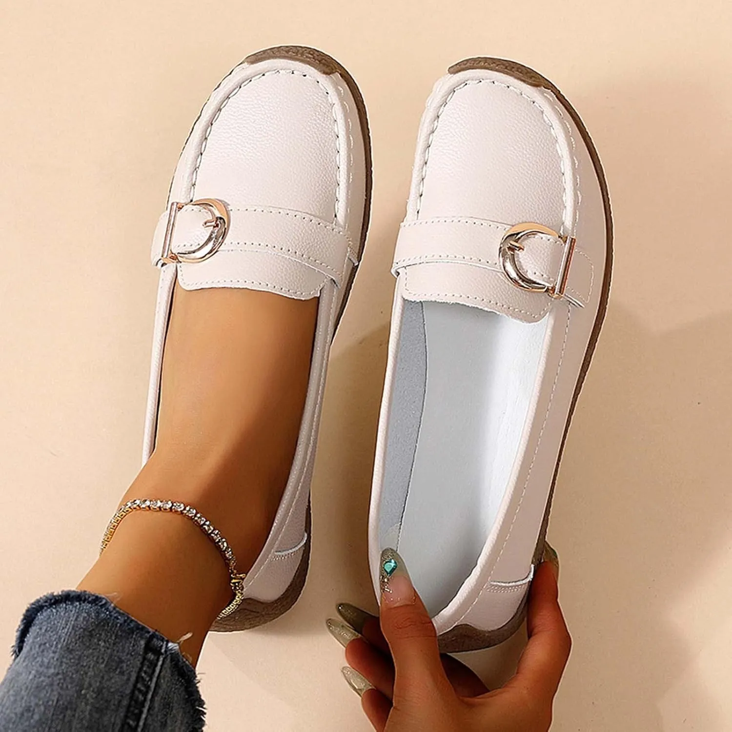 Women's Casual Comfortable Slip On Shoes Softsole Flat Walking Loafers for Daily Wear with Jeans Skirts Spring