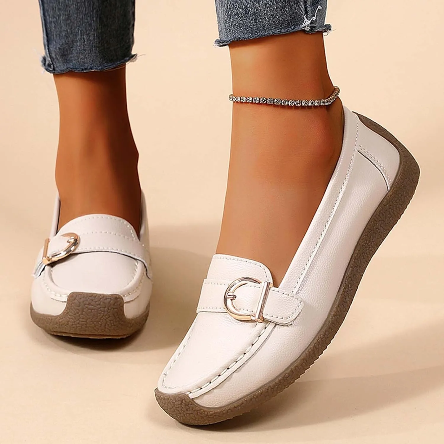 Women's Casual Comfortable Slip On Shoes Softsole Flat Walking Loafers for Daily Wear with Jeans Skirts Spring