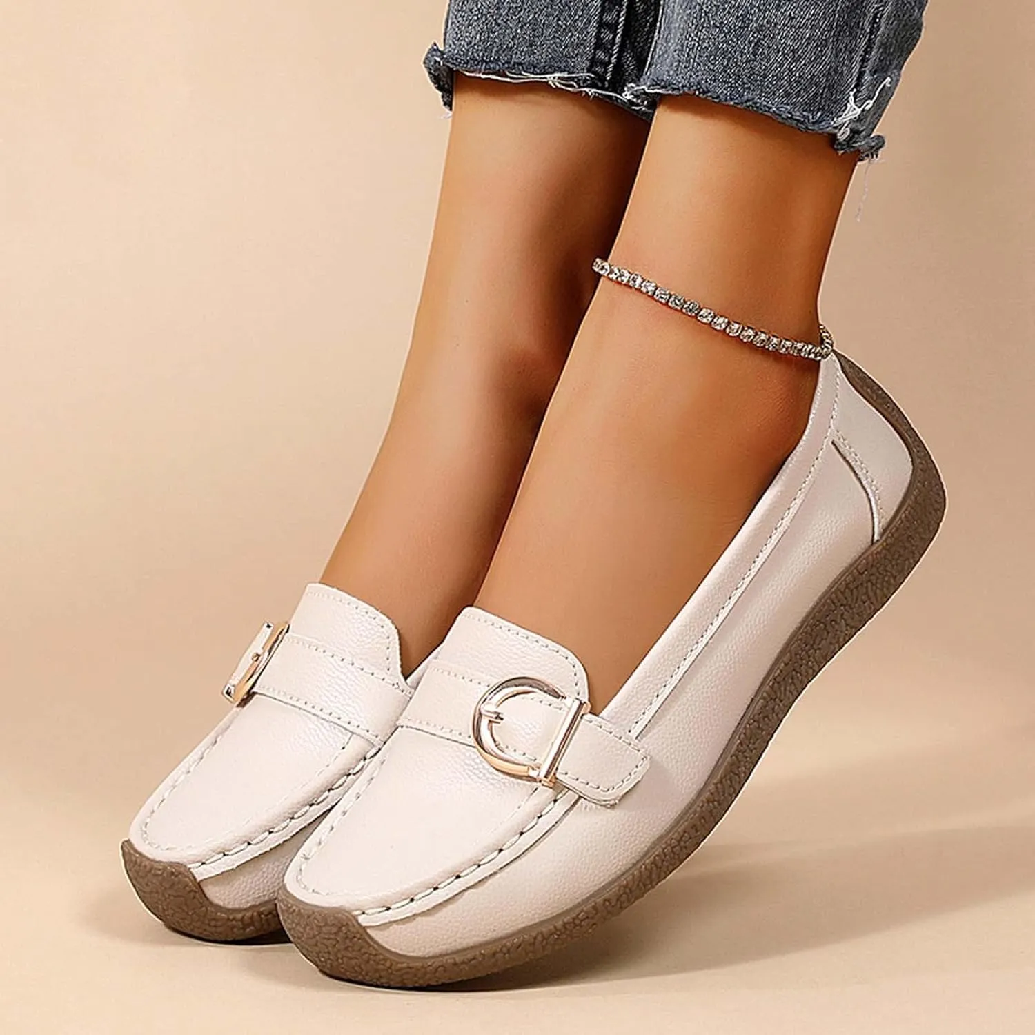 Women's Casual Comfortable Slip On Shoes Softsole Flat Walking Loafers for Daily Wear with Jeans Skirts Spring
