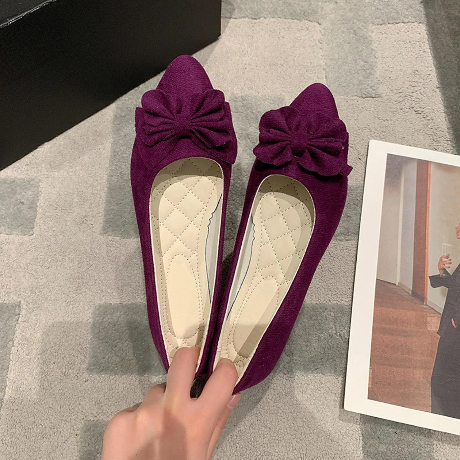 Women's Casual Slip On Ballet Comfortable Low Heel Dress Shoes for Everyday Wear with Versatile Outfit Pairing