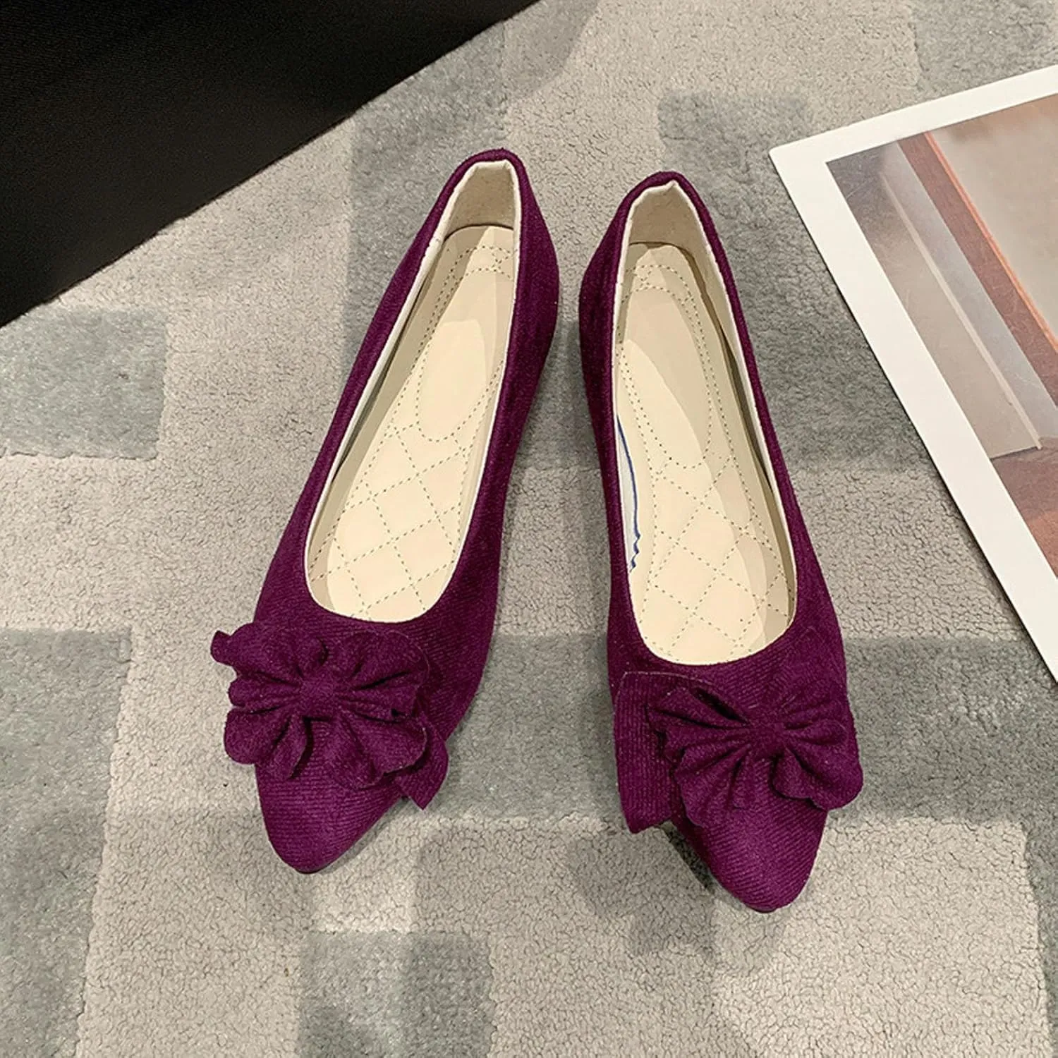 Women's Casual Slip On Ballet Comfortable Low Heel Dress Shoes for Everyday Wear with Versatile Outfit Pairing