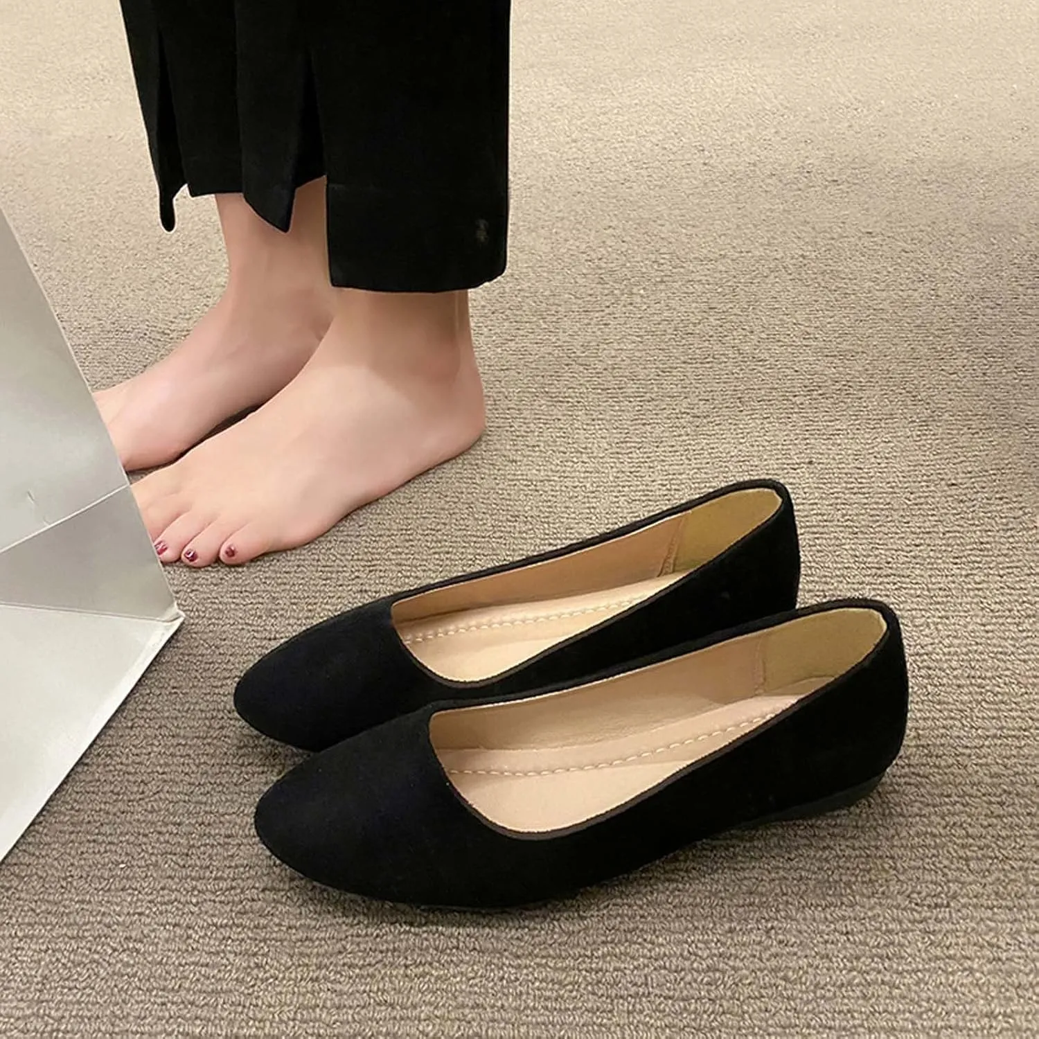 Women's Casual Slip On Comfortable Suede Shoes Low Heel Everyday Walking Footwear for Spring Summer Outfits
