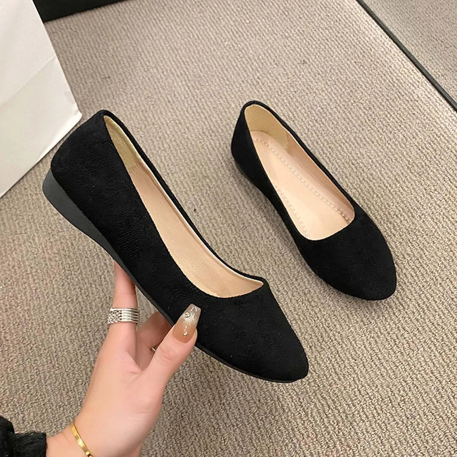 Women's Casual Slip On Comfortable Suede Shoes Low Heel Everyday Walking Footwear for Spring Summer Outfits